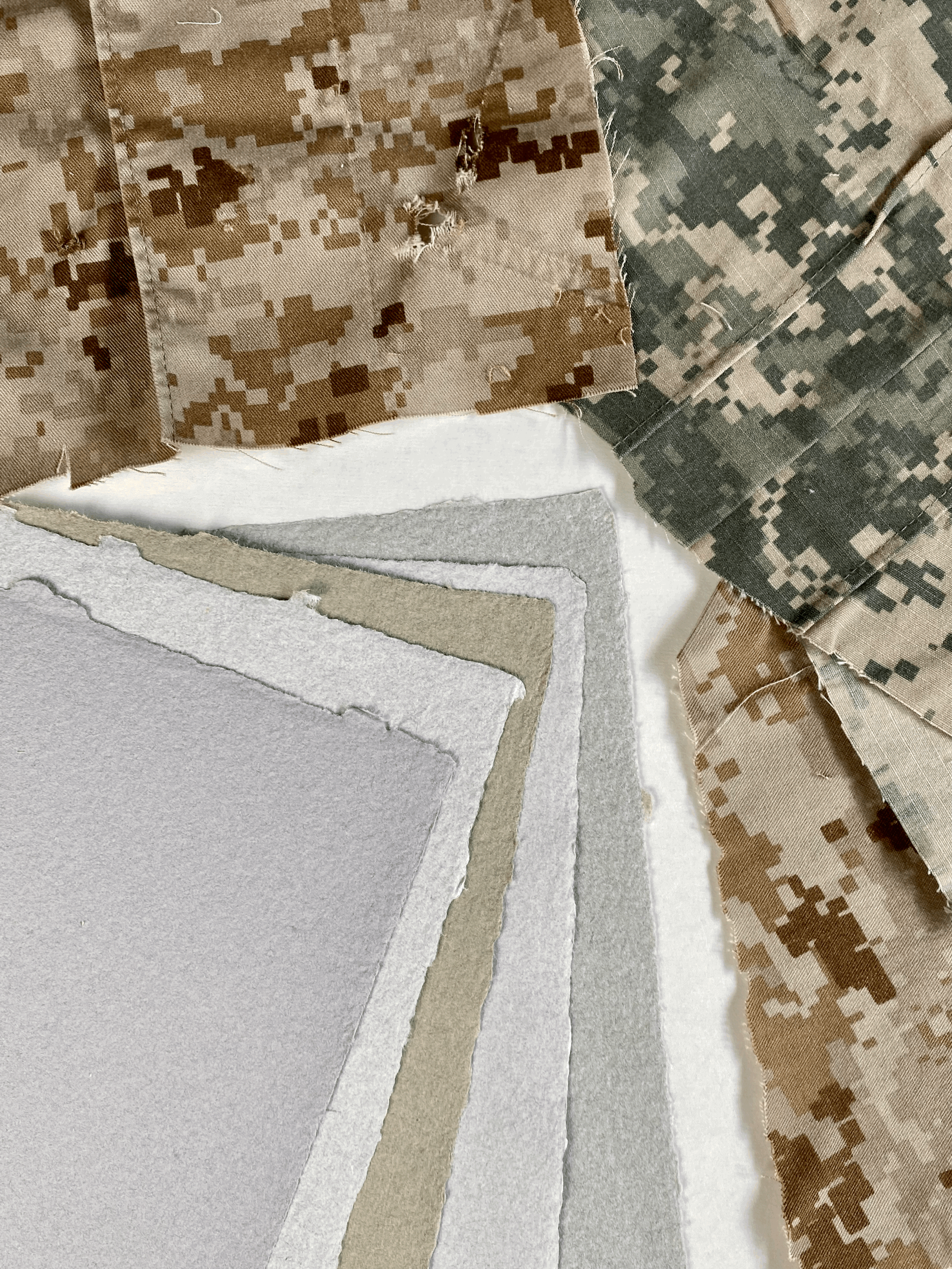 handmade paper from military uniforms