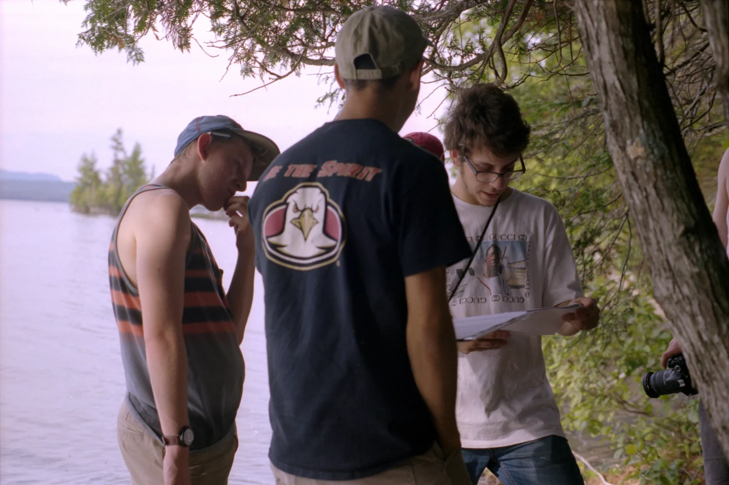 Left to right: producer Ted Keffer, director Sam Beasley, and cinematographer Louis Weissman figure things out.