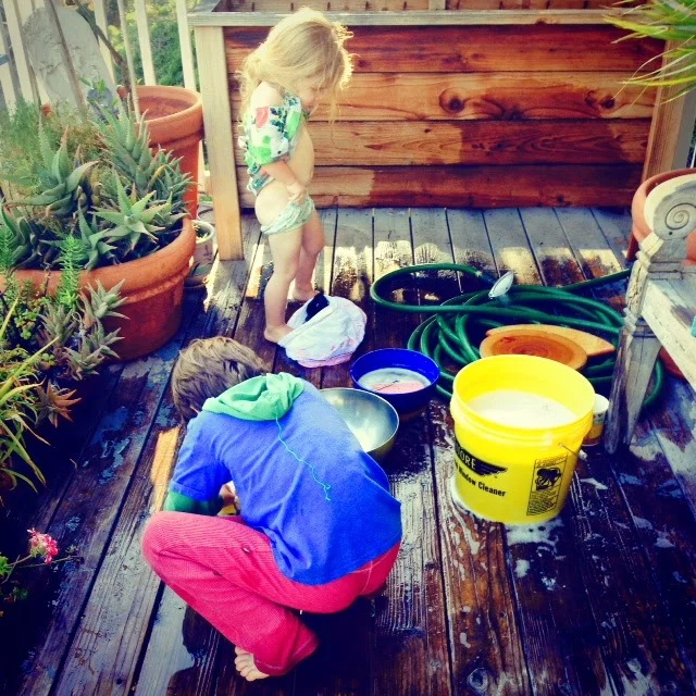 doing the dishes.