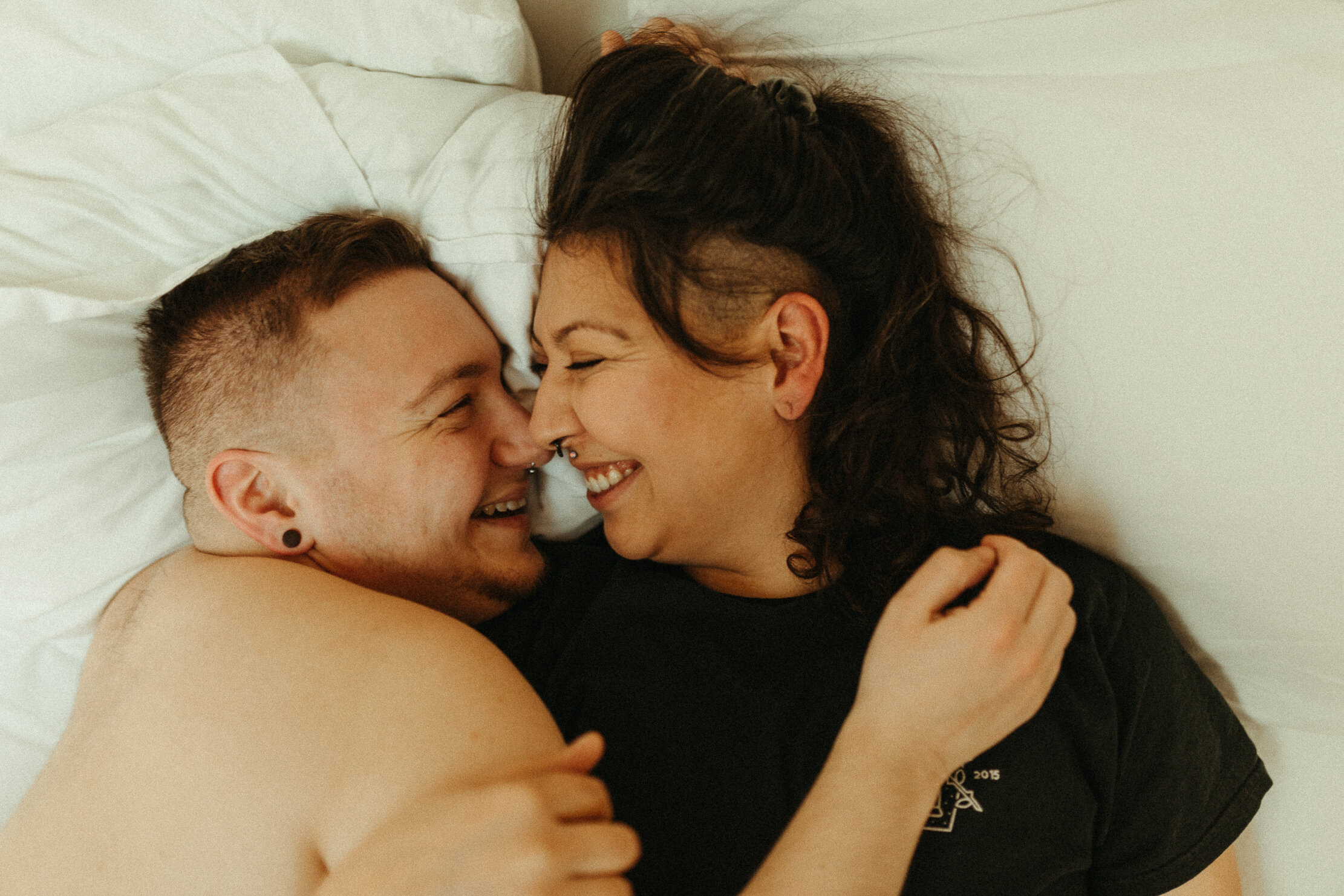 Airy Seattle Loft Intimate Pre Wedding Queer Trans Boudoir Session by Queer Non-Binary Trans Seattle Tacoma Boudoir Photographer Halle Roland Photography -