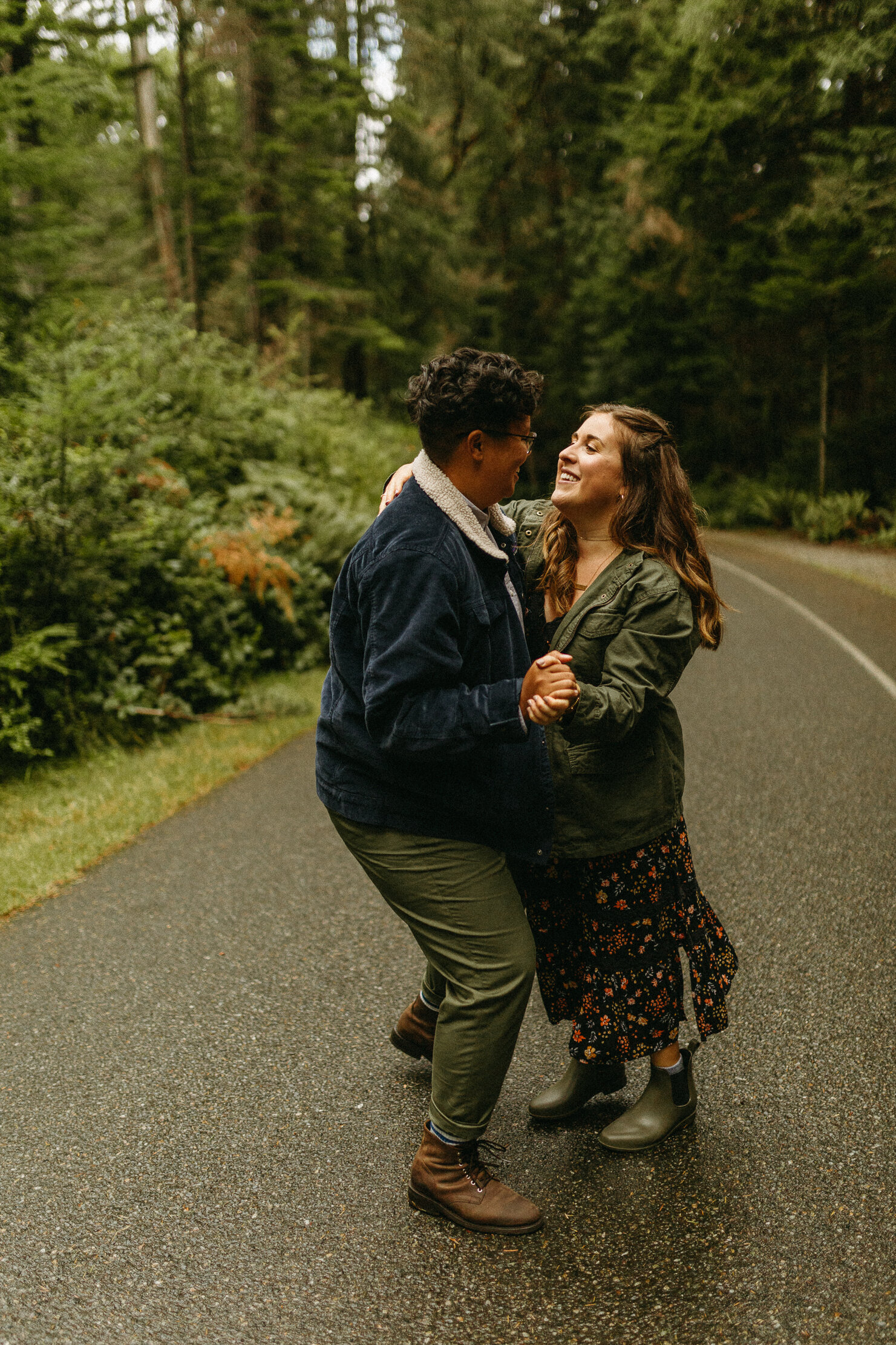 PNW Puget Sound Queer Lesbian Intimate Washington Beach Forest Elopement by LGBTQ Tacoma Destination Elopement Photographer Halle Roland Photography