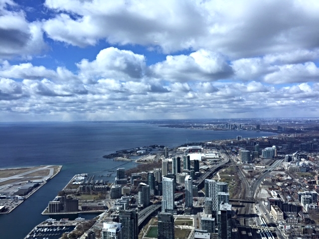 View from the CN Tower of the lake and west side of town (where Danielle and I stayed).