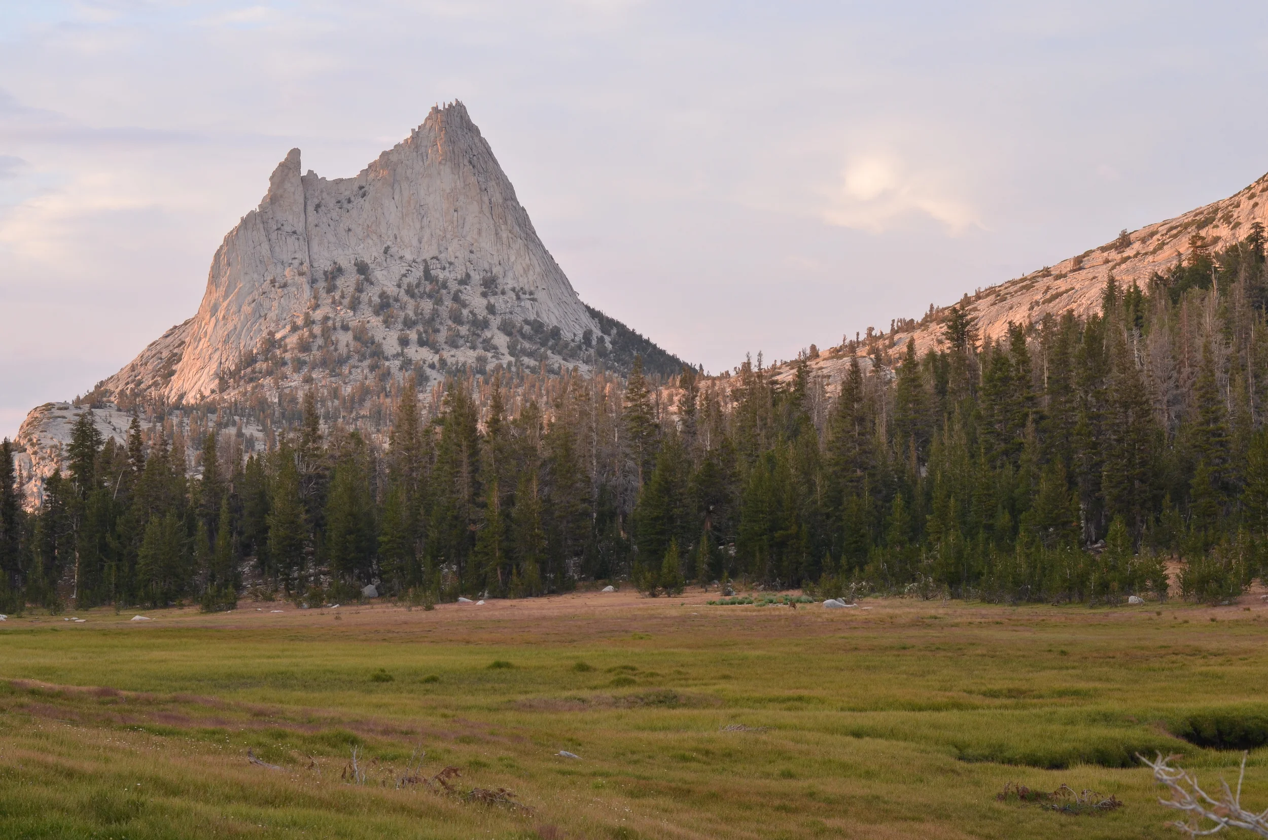 Sunset over the meadow where we made camp 