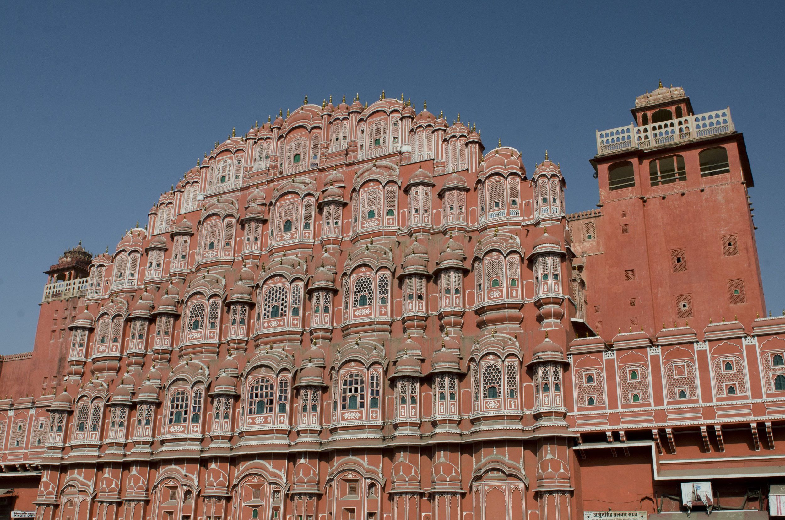 Waving hello to the Hawa Mahal as we drove by