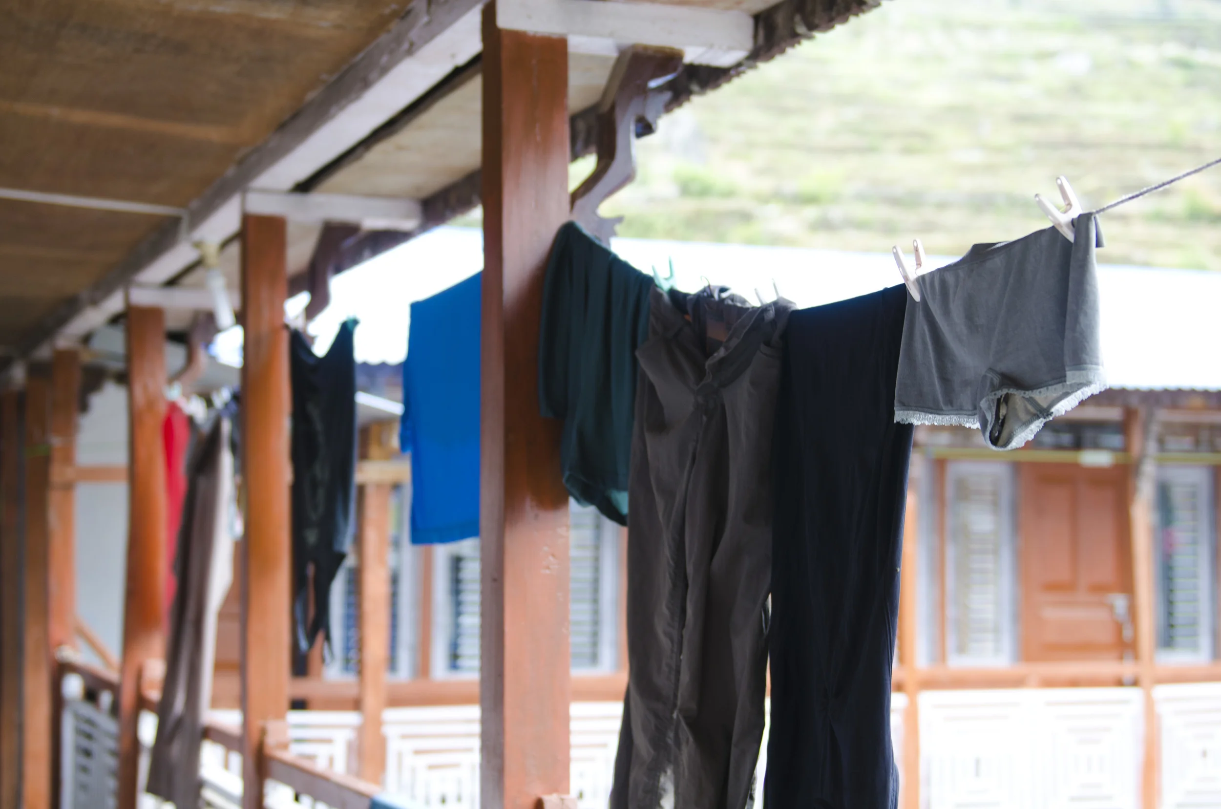 Doing our laundry by hand to save a bit of money. 