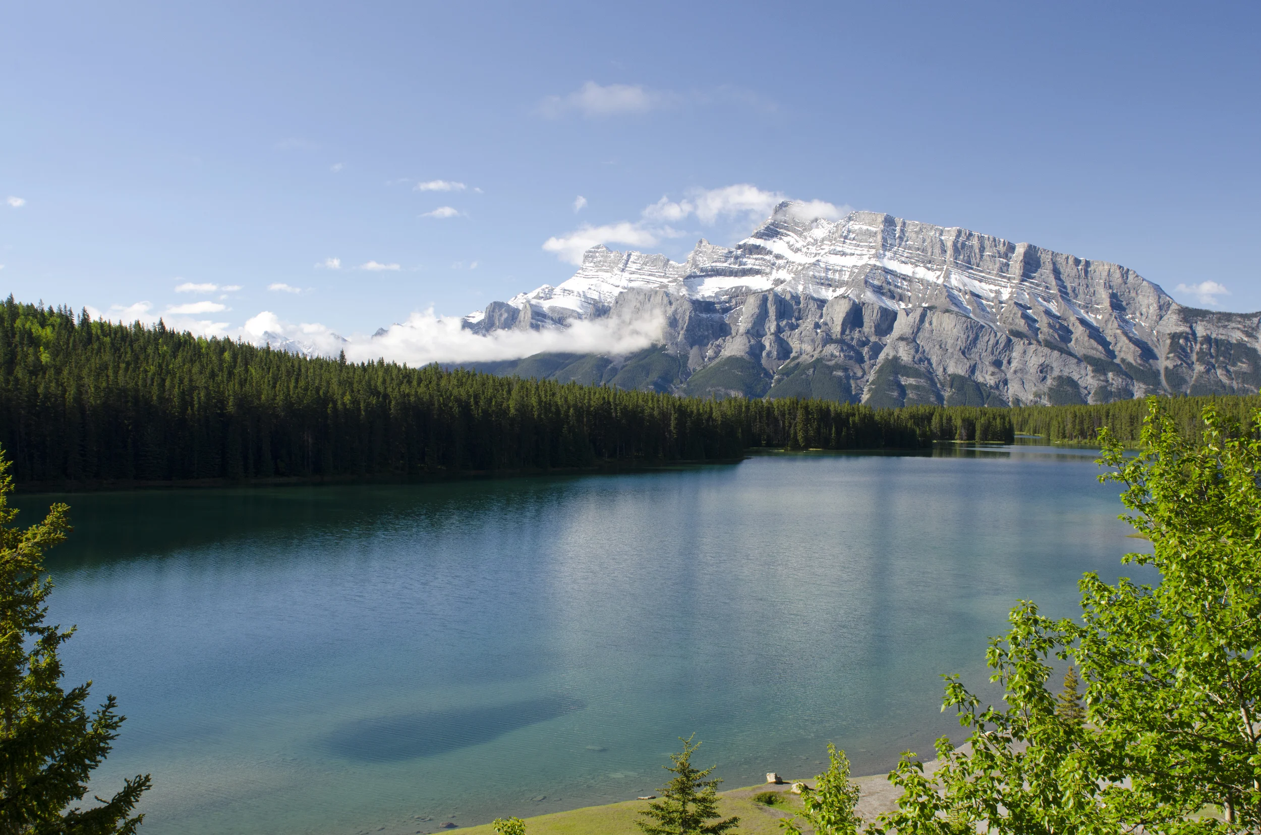 Looking back over Two Jack Lake on our way to Lake Minnewanka
