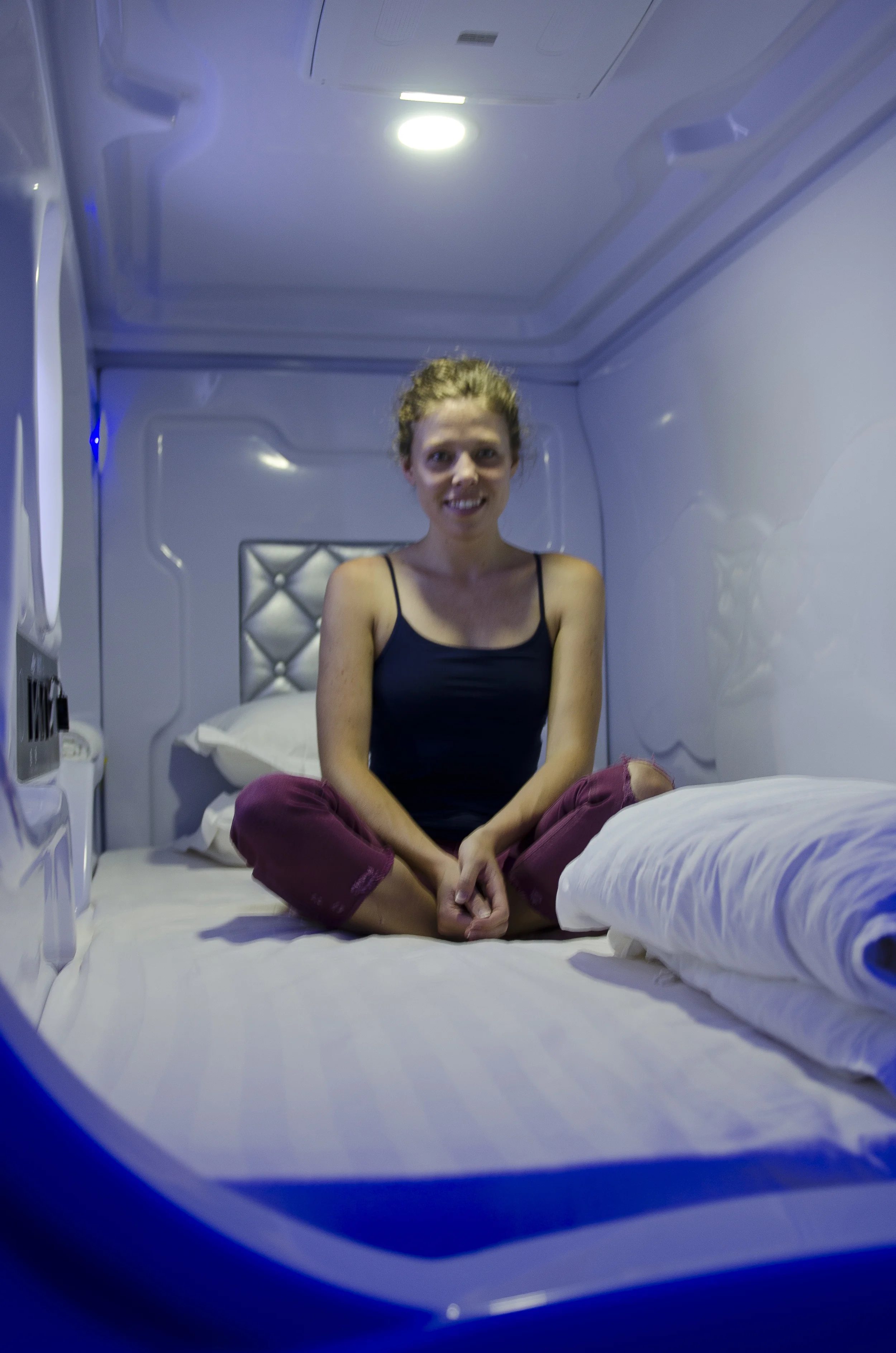 Inside the pod (sorry it's blurry!) 
