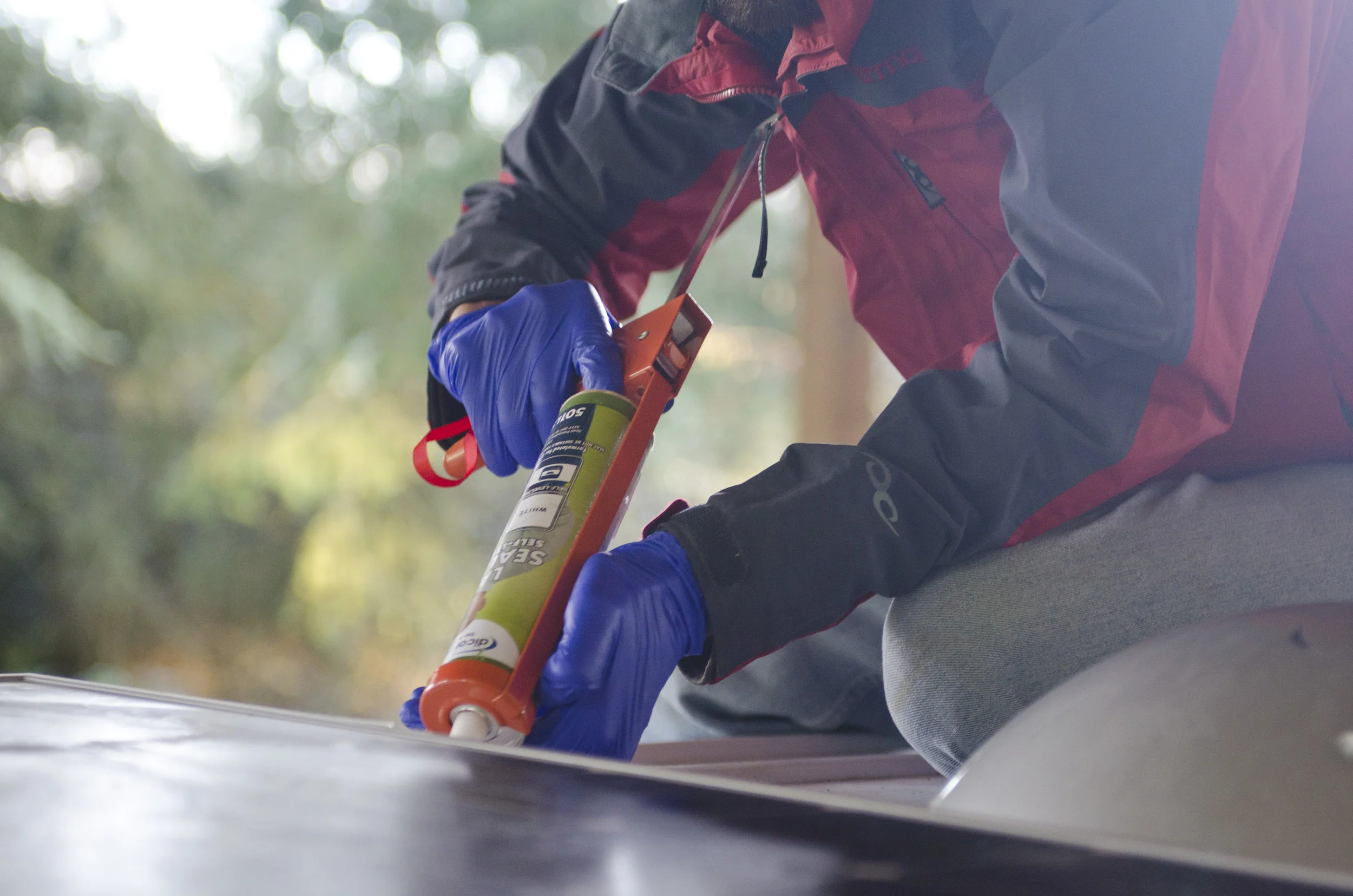 Caulking around the feet