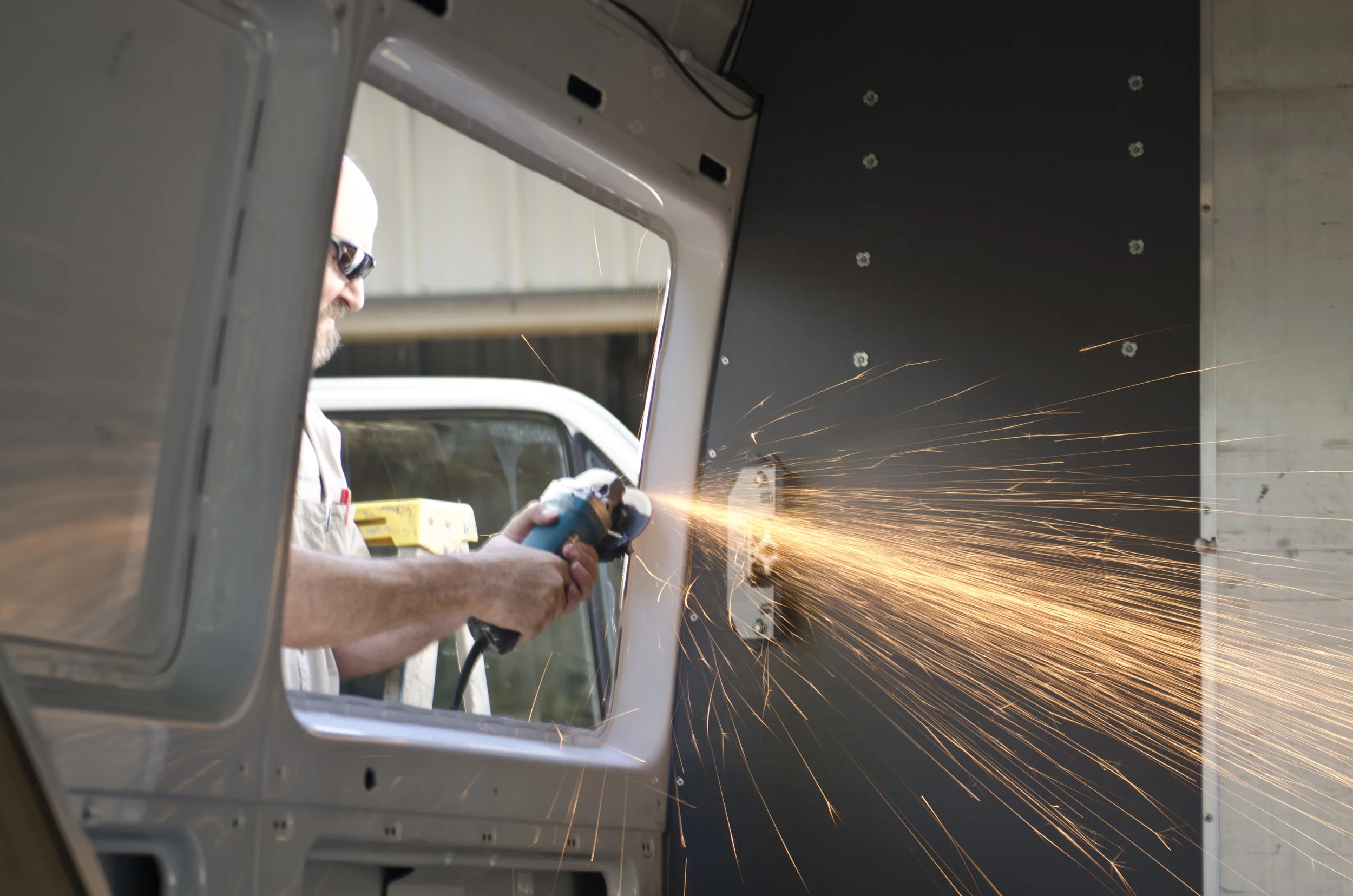 Cutting out a spot for a window in the back