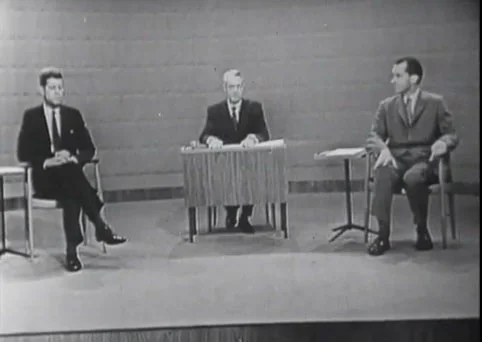 ourpresidents:
The 1st Televised Kennedy-Nixon Debate
On September 26, 1960 Democratic candidate Senator John F. Kennedy and Republican candidate Vice President Richard Nixon participated in the first of four televised debates.  Americans for the f…