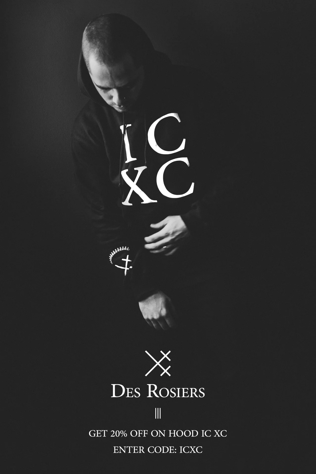 des-rosiers:
Des Rosiers
Buy your IC XC Hoodi / Enter Code : ICXC and get 20% Off
http://www.des-rosiers.com/collections/noir-lvxvr/products/hood-ic-xc