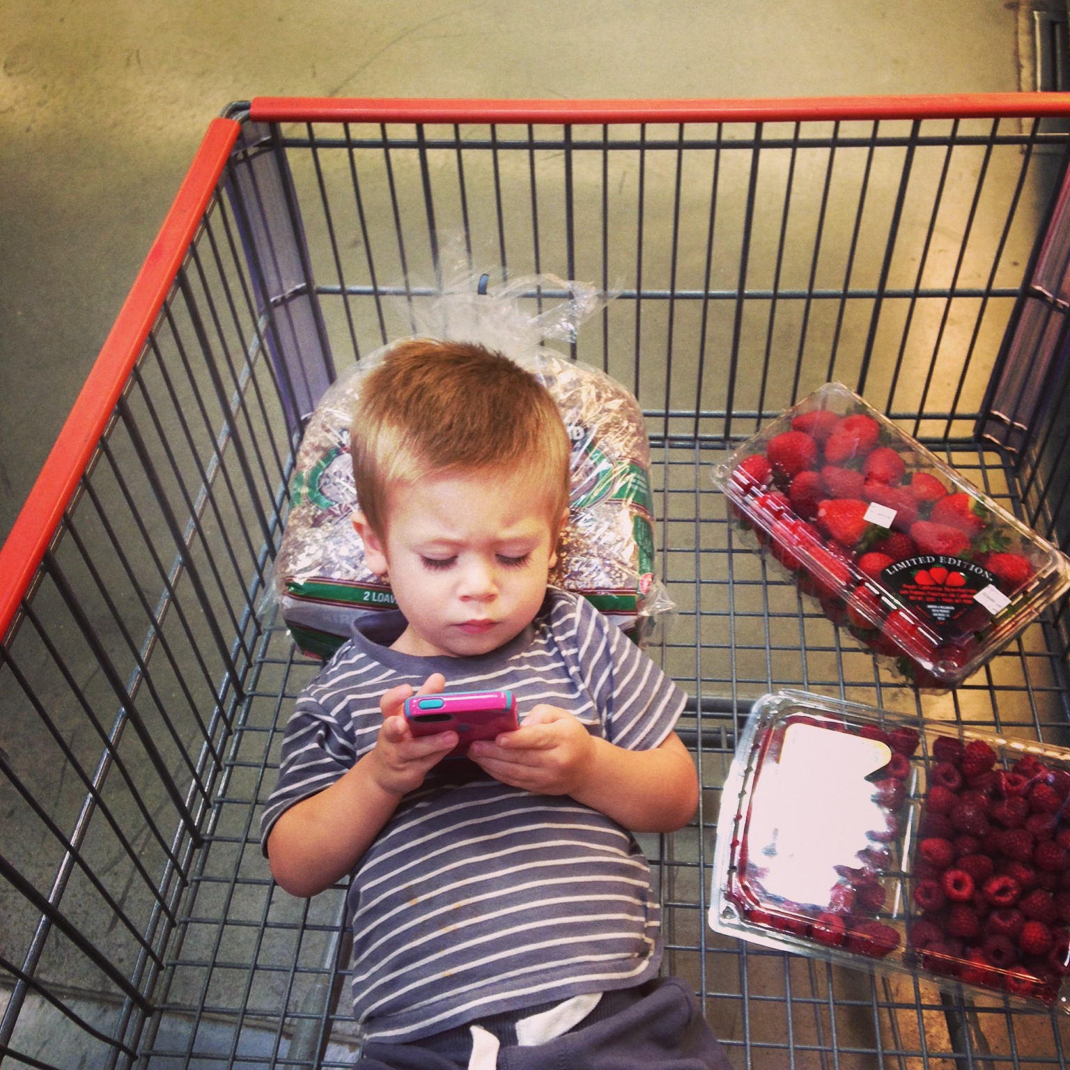 Anything to keep him from napping while doing a little Costco run. 