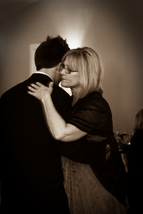Nick and his mom at our wedding during their mother-son dance.