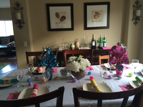 Easter 2015- my mom made a HUGE feast. I was in charge of the table and clean up.