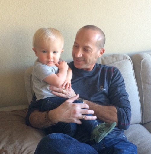 My dad meeting Max for the first time face-to-face.