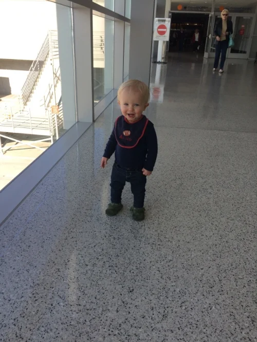 Max definitely loves to make a scene and smiled at every person passing by as he made a long and slow walk to the baggage claim. 