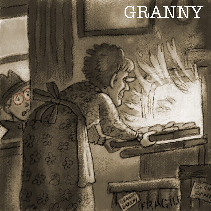  Slipping past the factory walls, Sally watched in horror as Granny threw batch after batch of already-baked cookies into a raging inferno. Then using a shovel, she filled up wooden crates with ashes and stacked them with others already on a pallet. 