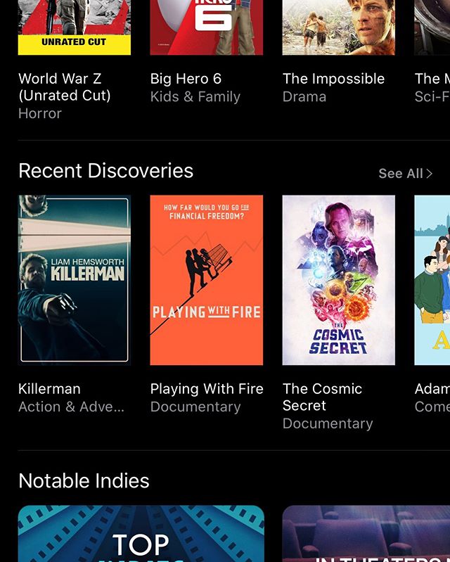 Damn. The movie is on on iTunes &ldquo;Recent Discoveries&rdquo;! And Amazon. And Google Play.... this is fun. Check it out! Link in bio friends.