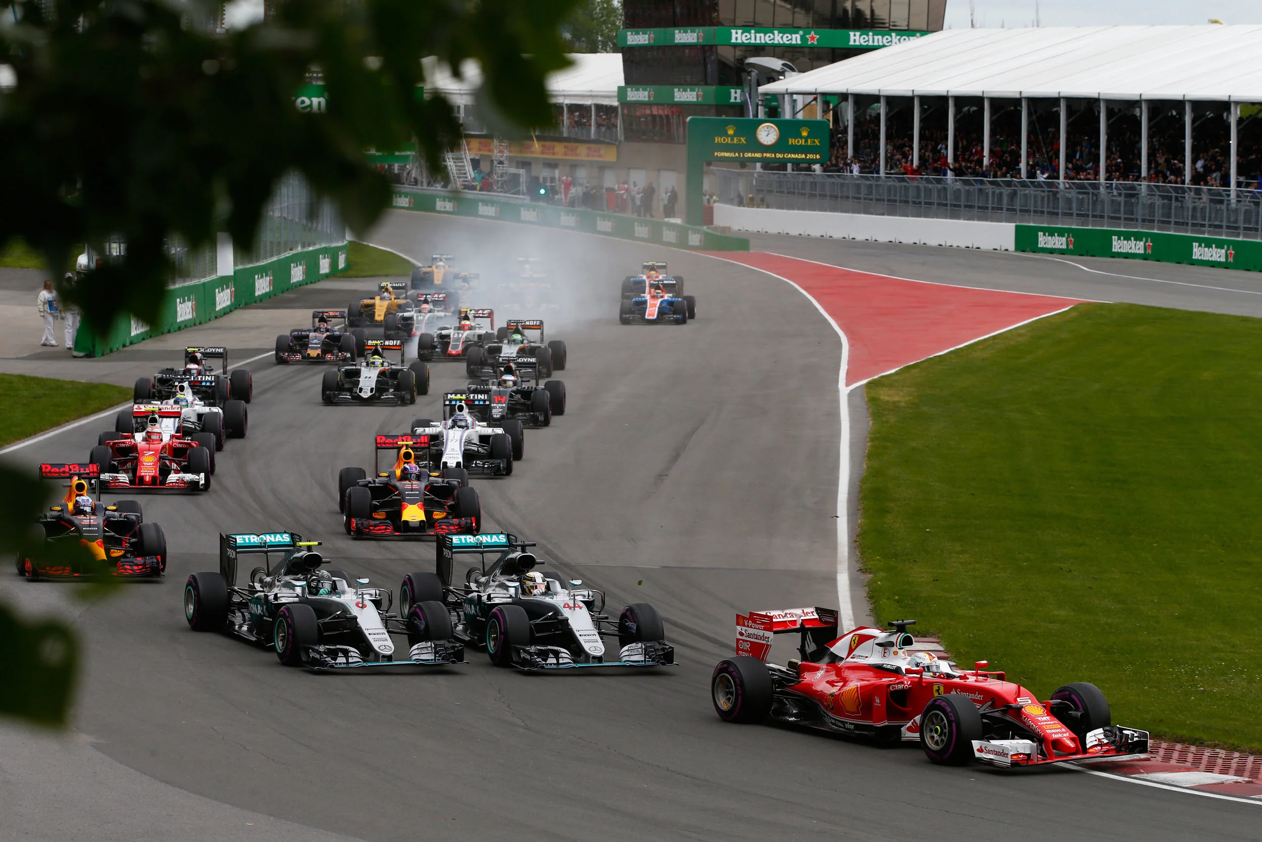 Seconds before Rosberg was squeezed off and wrecked his race. (Pic: Mercedes)