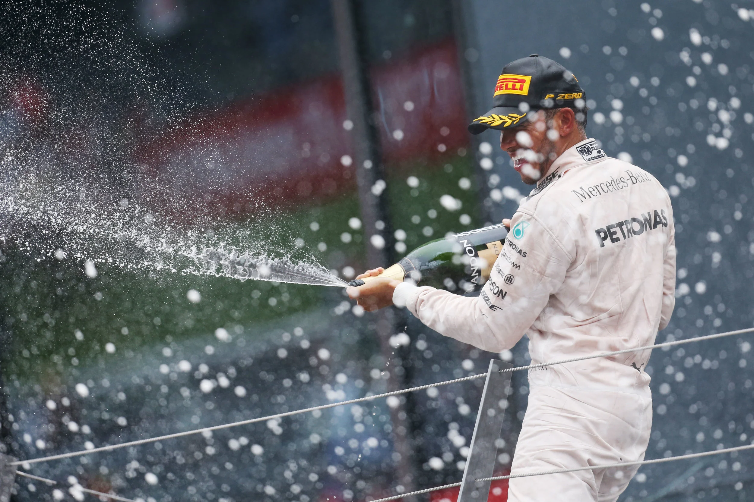 Champagne and points for Lewis in Spielberg. (Pic: Mercedes)
