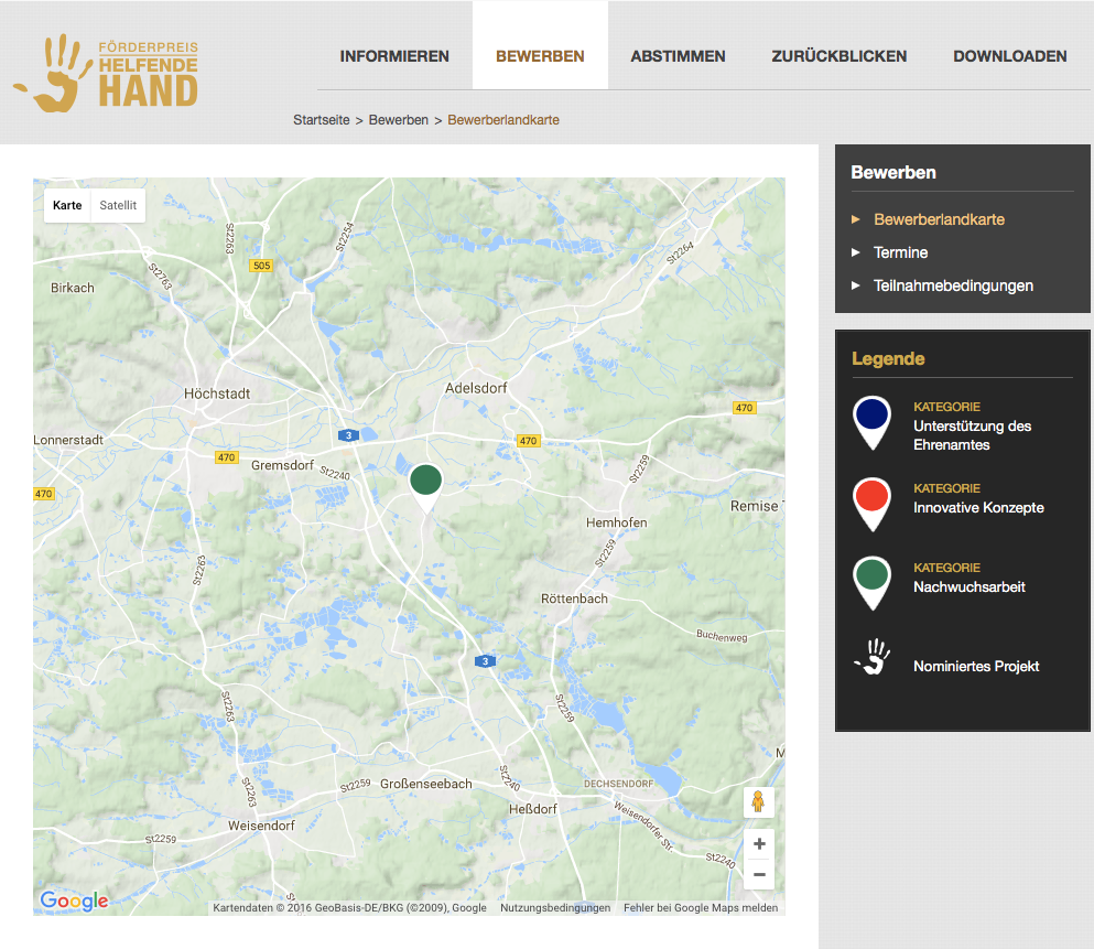 Die FFW Neuhaus ist auf der Teilnehmer Karte markiert http://www.helfende-hand-foerderpreis.de