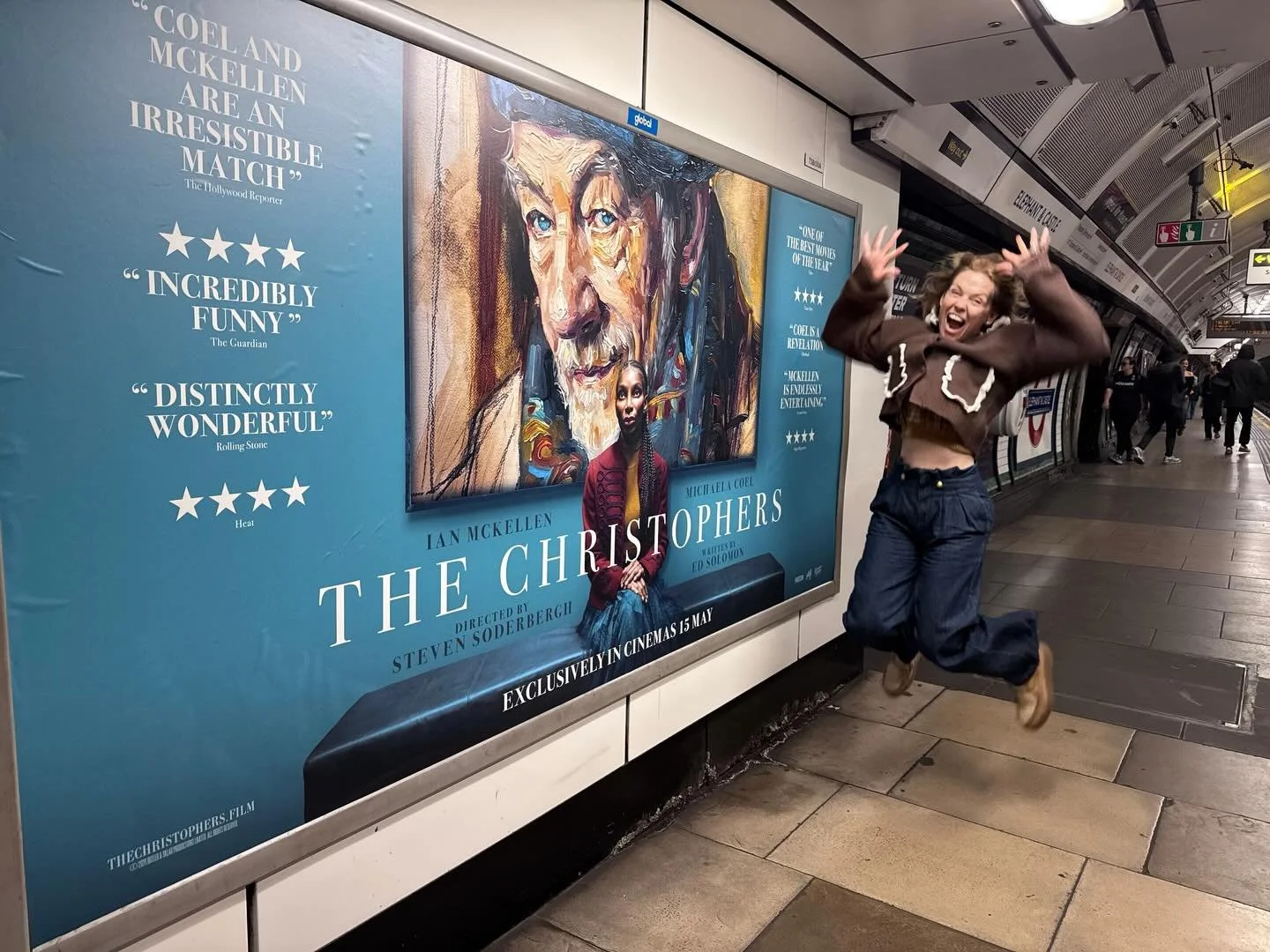 Same jump, but not my poster this time! This is the poster for @thechristophersfilm which my husband produced (yup that&rsquo;s right!) Did I mention it&rsquo;s directed by #oscarwinner #stevensoderbergh (hell yeah I did!) and stars @michaelacoel and