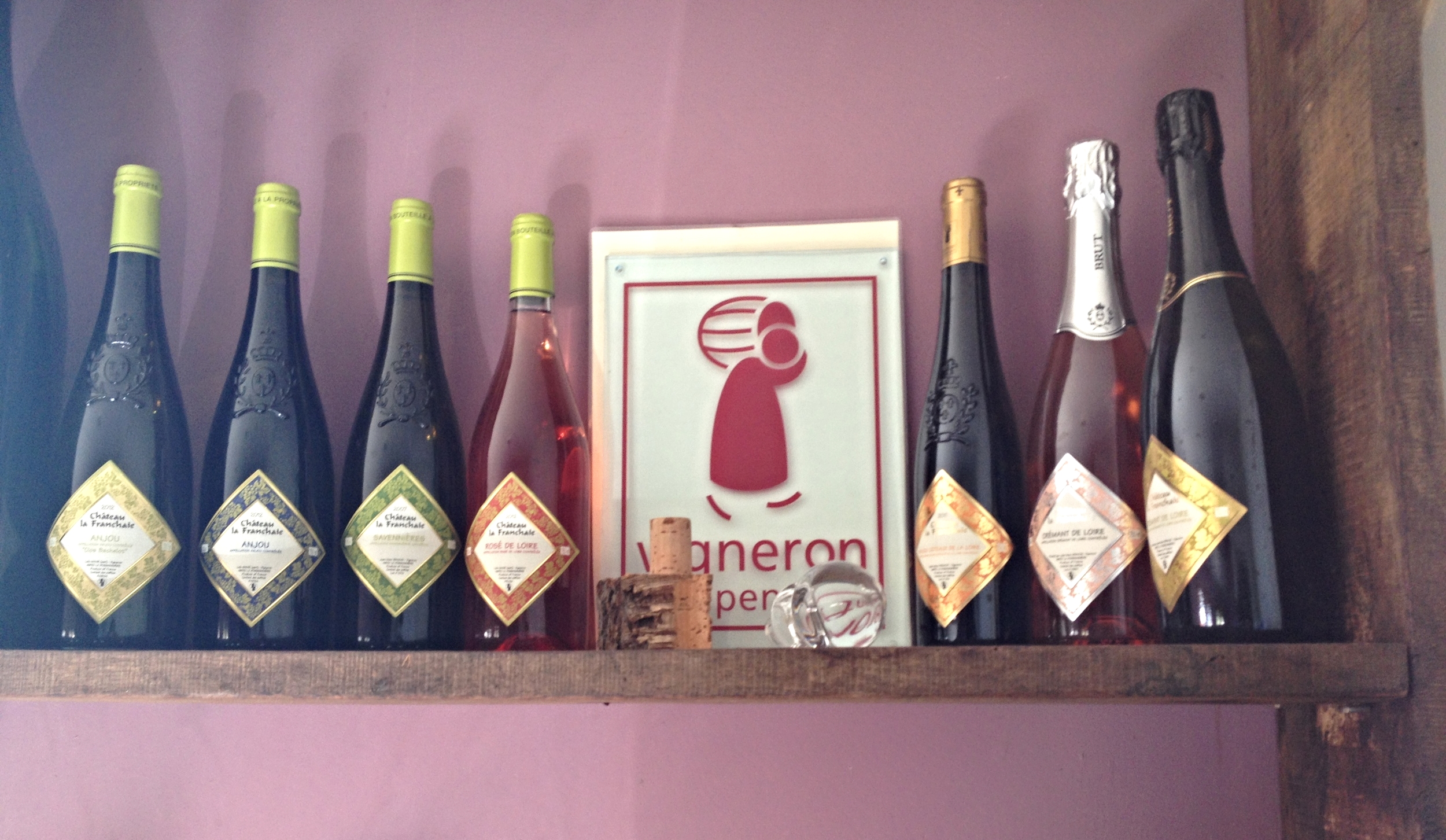 Some of Loic's Chateau La Franchaie wines on display