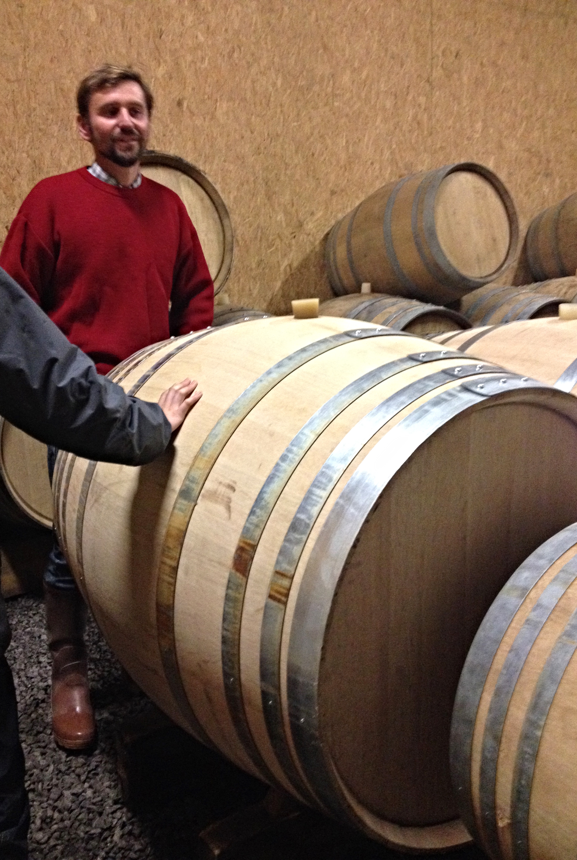 Damien in his cellar giving us a tour and explaining the wine making process