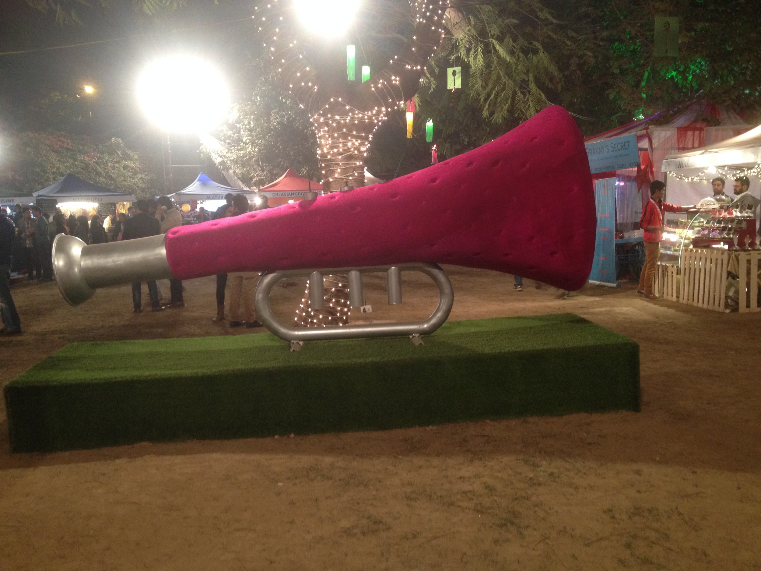 A very large, funky pink trumpet