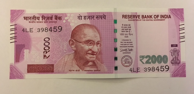 The front of the new Rs 2000 note