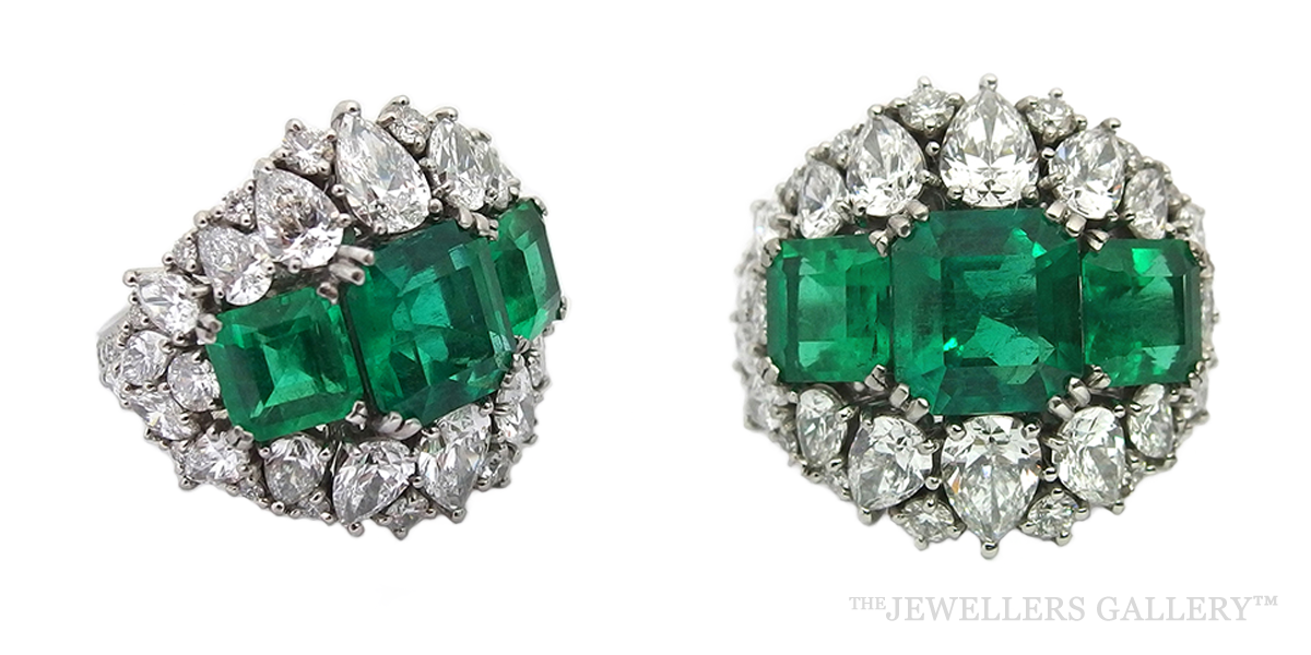 Emerald Diamond and Platinum Ring