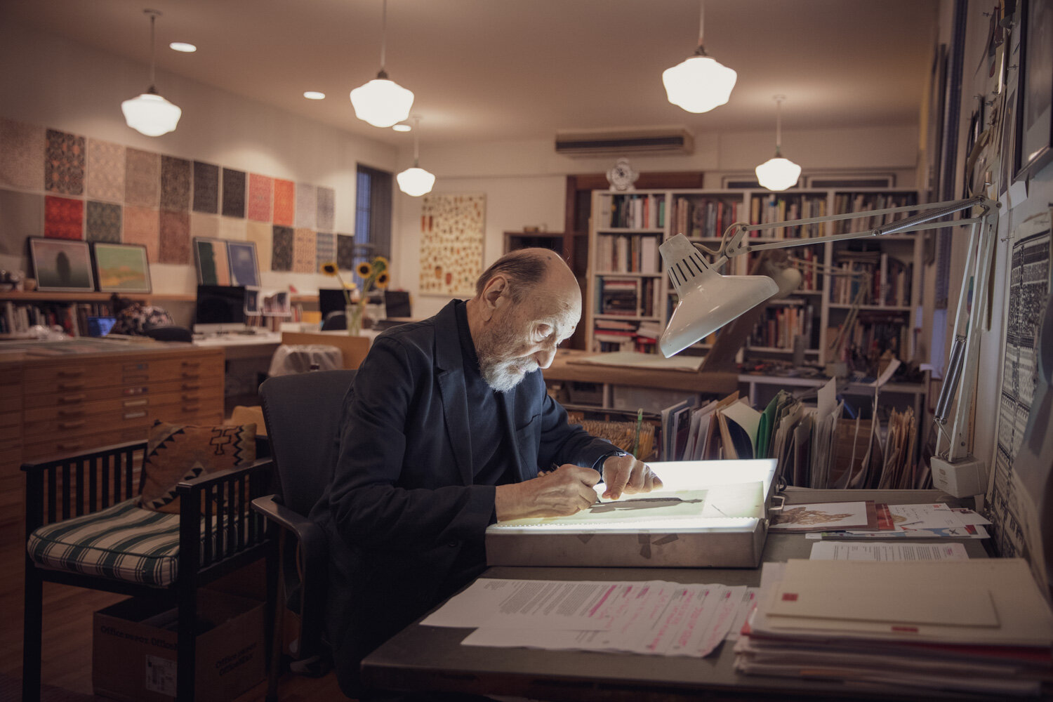  NEW YORK CITY 2018  08 15 Milton Glaser, the legendary American graphic designer behind the “I♥NY” logo. Shot on assignment for Scandinavian Traveler. 