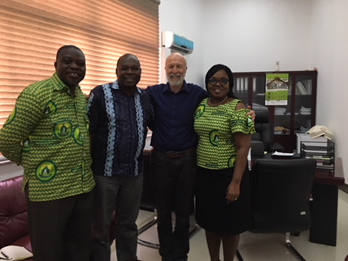 From left: Francis Zotor, UHAS Acting Pro Vice-Chancellor Seth Owusu Agyei, Duncan Saunders, and Dr. Margaret Gyapong, Acting Director Institute of Health Research