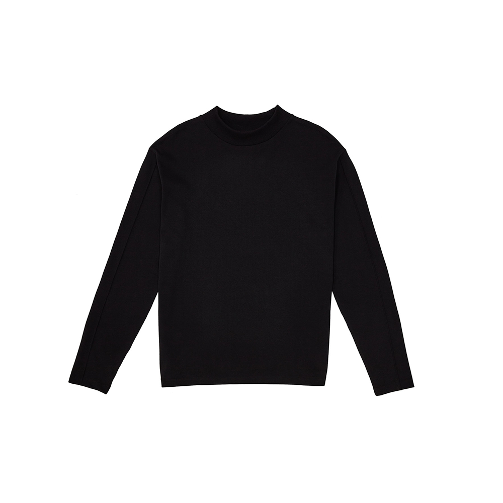 ashleymarchovelle pleat longsleeve half turtleneck black