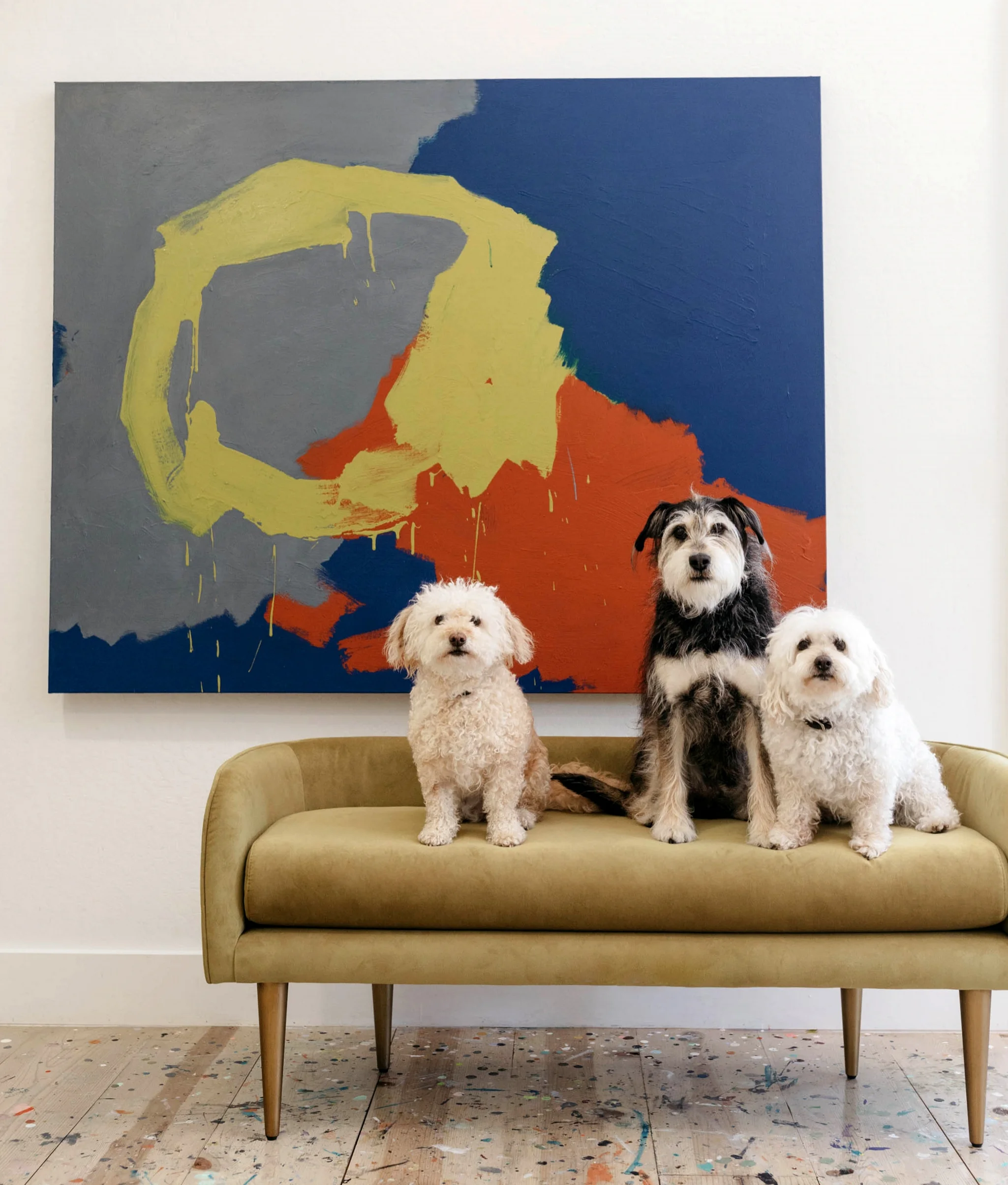 Left to Right Rosie, Buster and Annie, painting title- “Every Rosie”