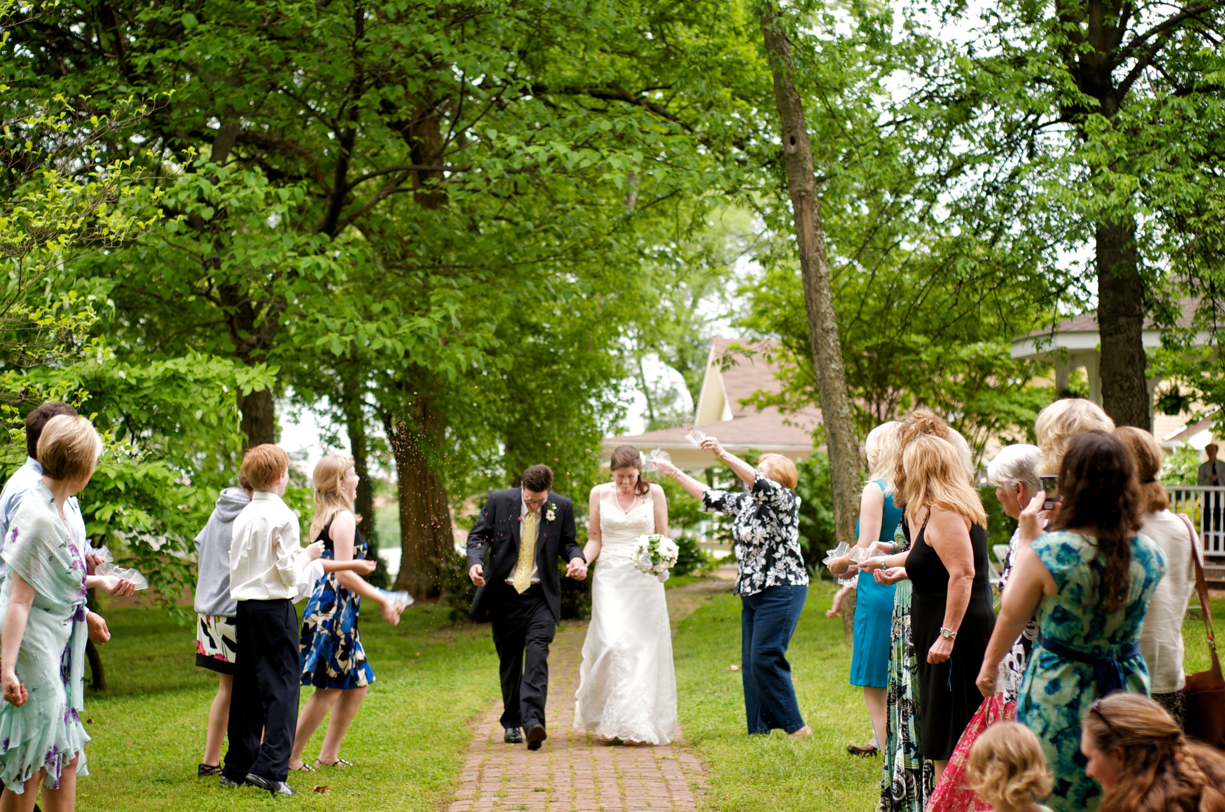 Our long brick pathway is the perfect spot for a send-off!