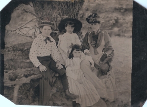 Alice Mabry Hazen with daughters Tintype, 1890s