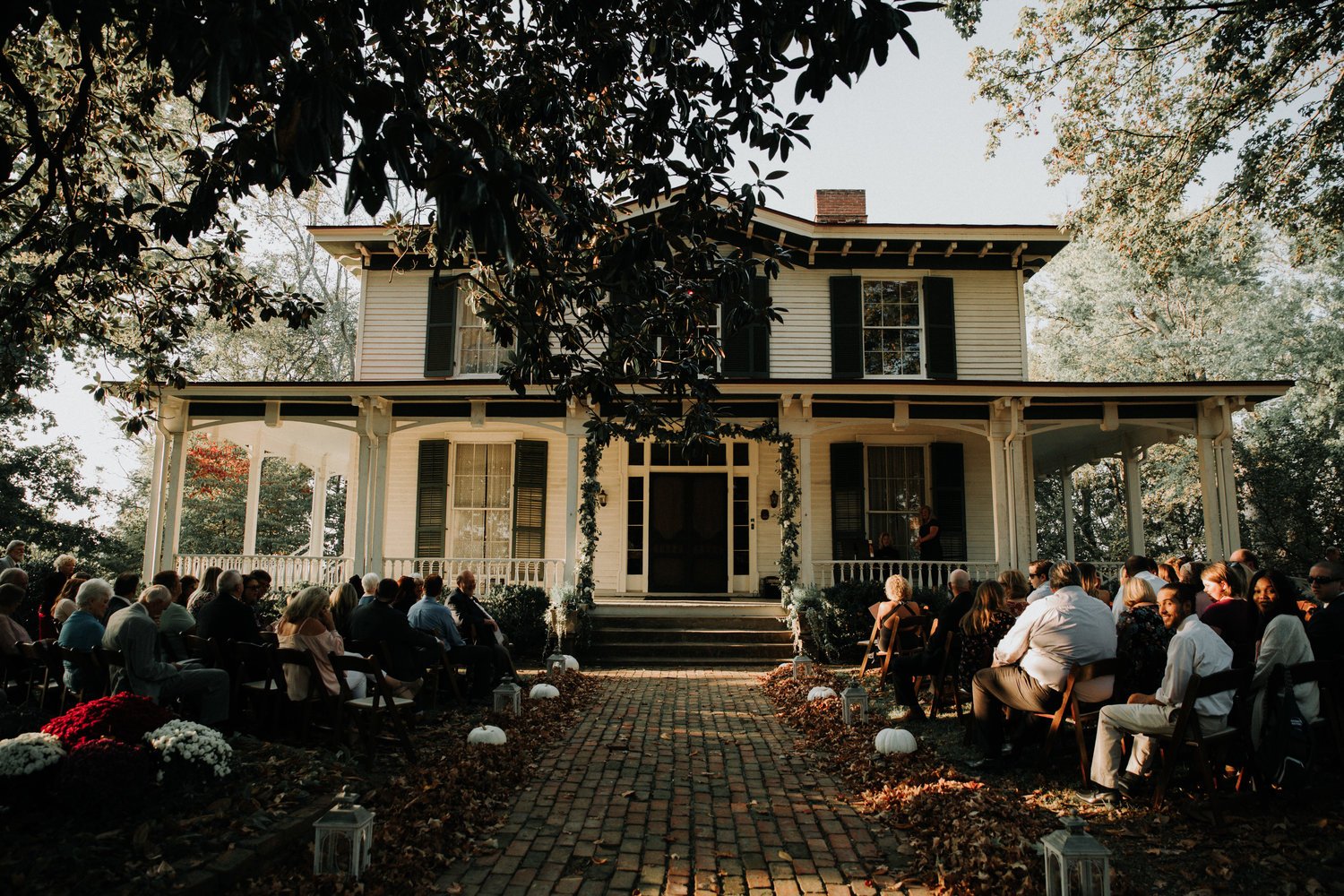 The stately walk up to the front porch makes an excellent outdoor chapel.