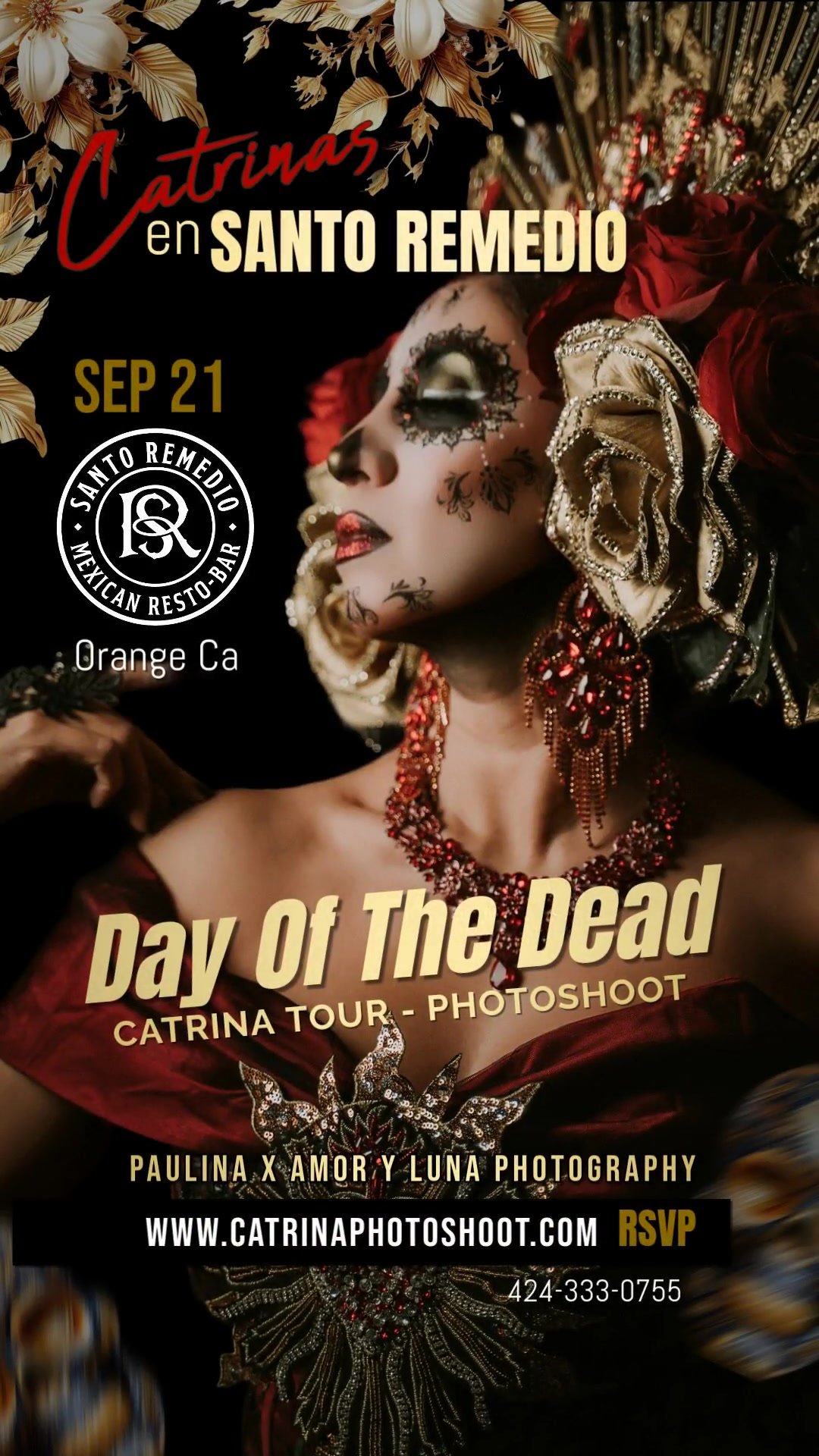 Catrina Photoshoot by Paulina at Santo Remedio Bristo Bar Orange CA with Amor Y Luna Photography