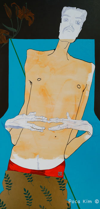 Flower, 24in x 48in, mixed media on panel, 2019