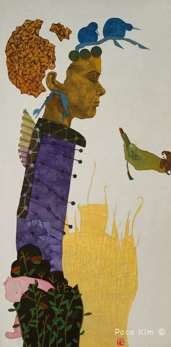 Temptation, 24in x 48in, mixed media on panel, 2019
