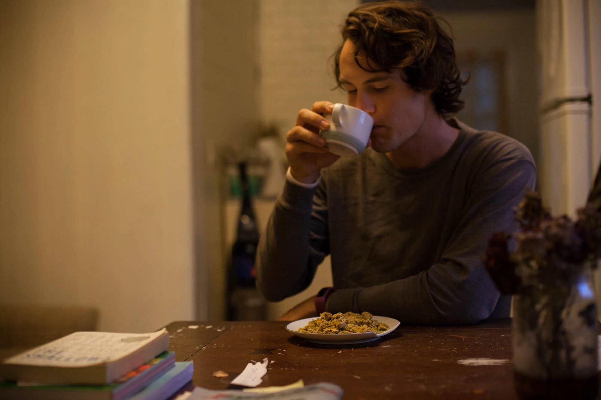 Nate Lotze is one of the interns at Funny Girl Farm and lives in the creatively named “intern house” located a tenth of a mile up Mt Moriah Road. He’s up at 6:30 am and out the door to the farm 10 minutes later after eating a homemade vegan scone from a batch his mom sent him.
