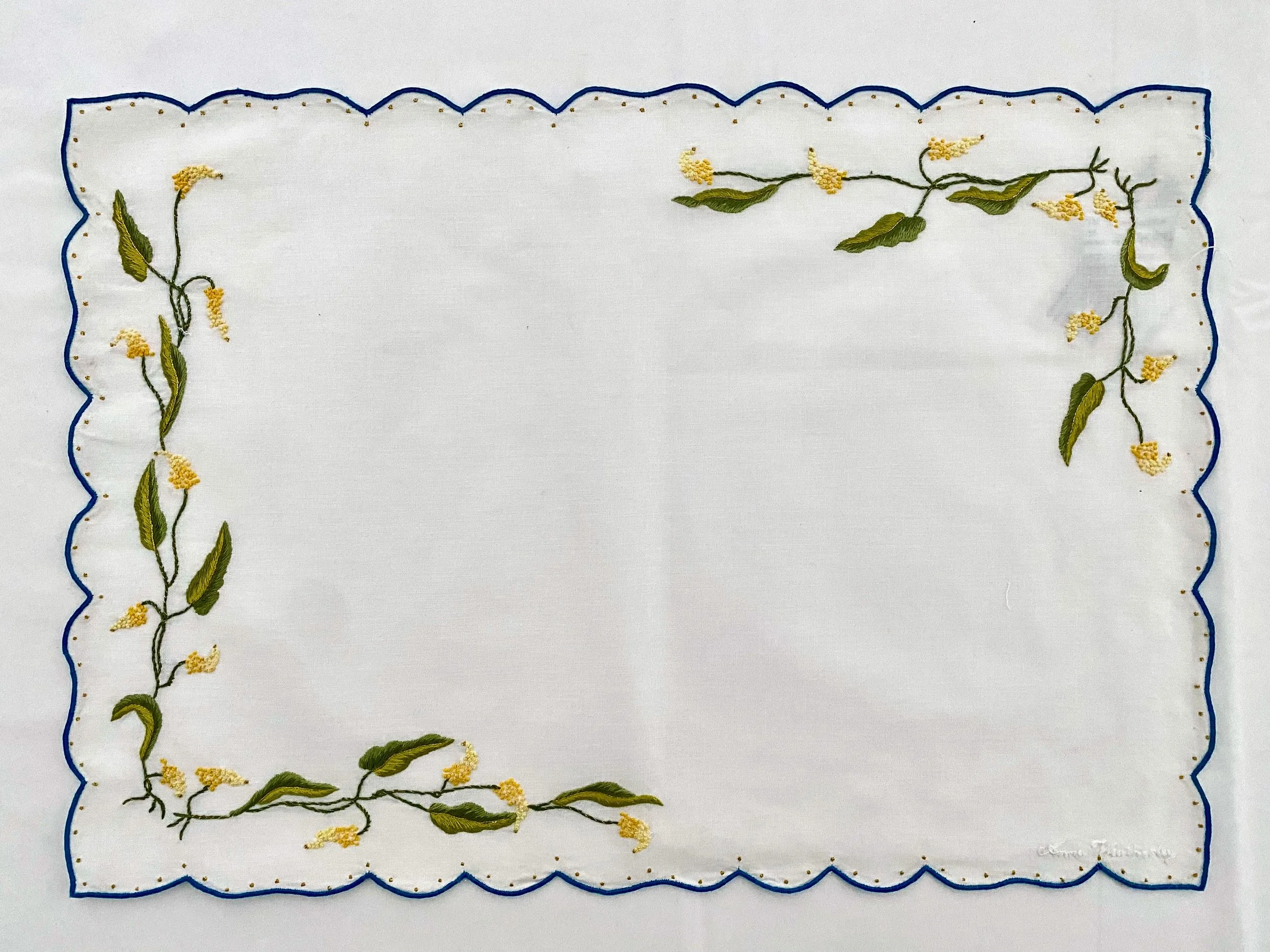 Hand Embroidered Placemats — Anna Weatherley Designs