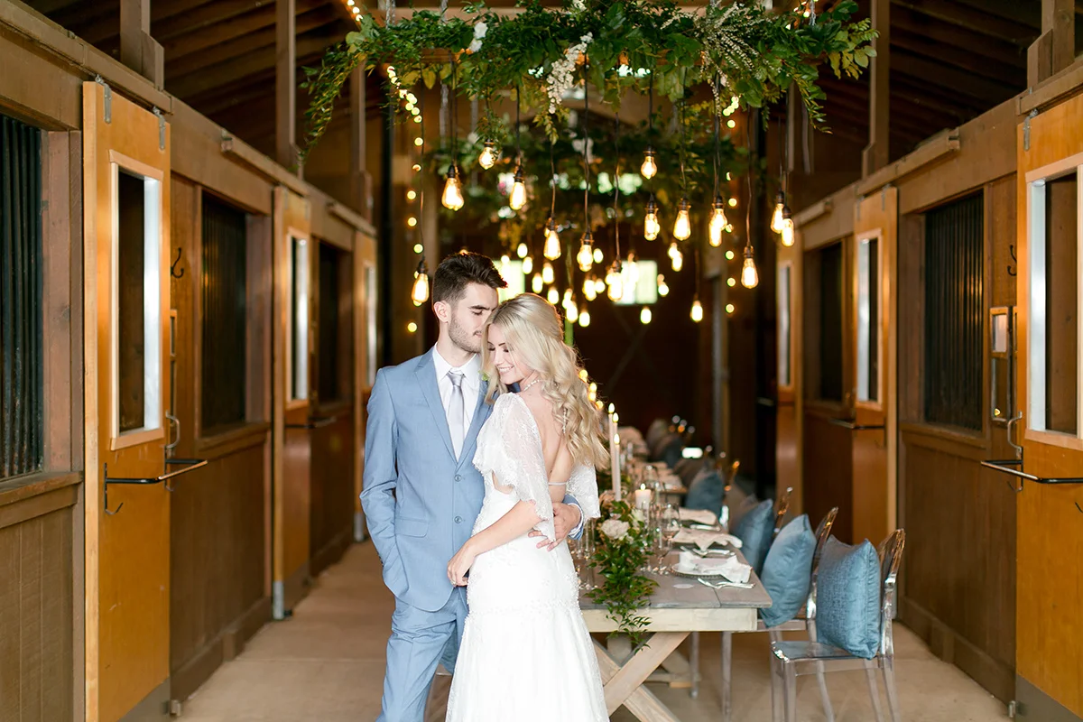 Slate Blue and Greenery Ranch Wedding Inspiration | Leah Marie Photography | Michelle Garibay Events