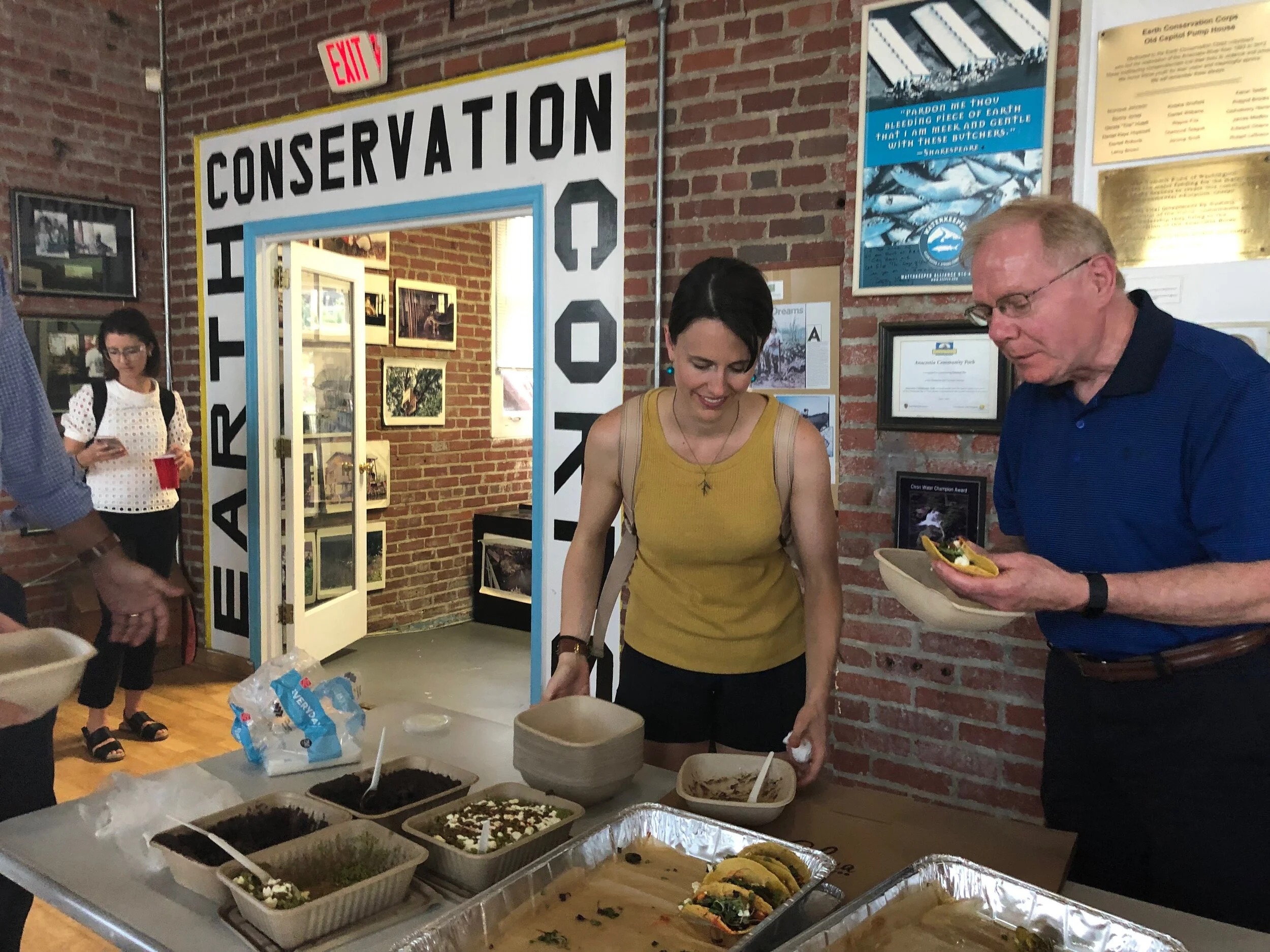  Attendees at our water conservation event enjoy tacos from the local, female-owned business,  Chaia Tacos ! Thanks again to th e Earth Conservation Corps  for hosting our group. 