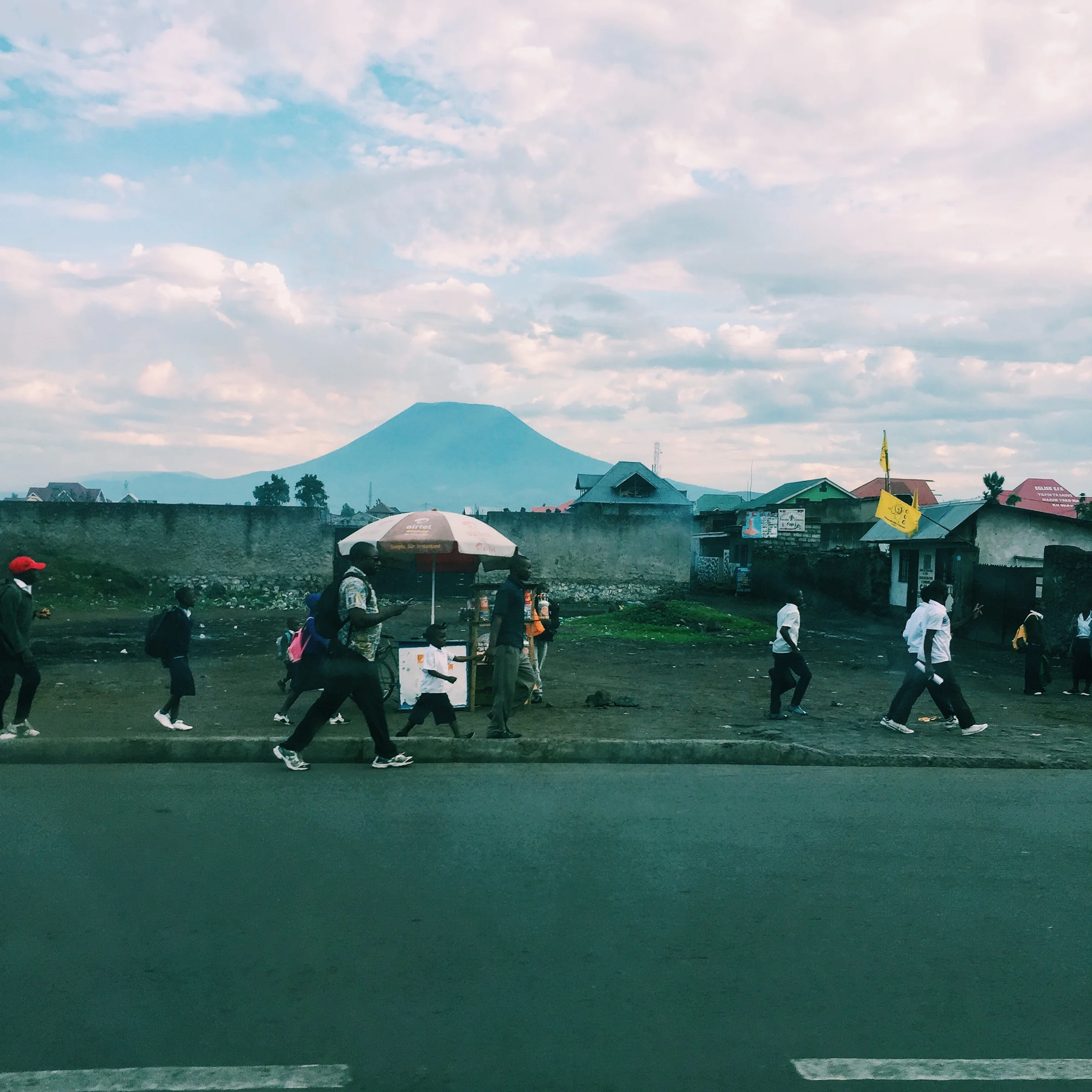 The city of Goma looking at the volcano