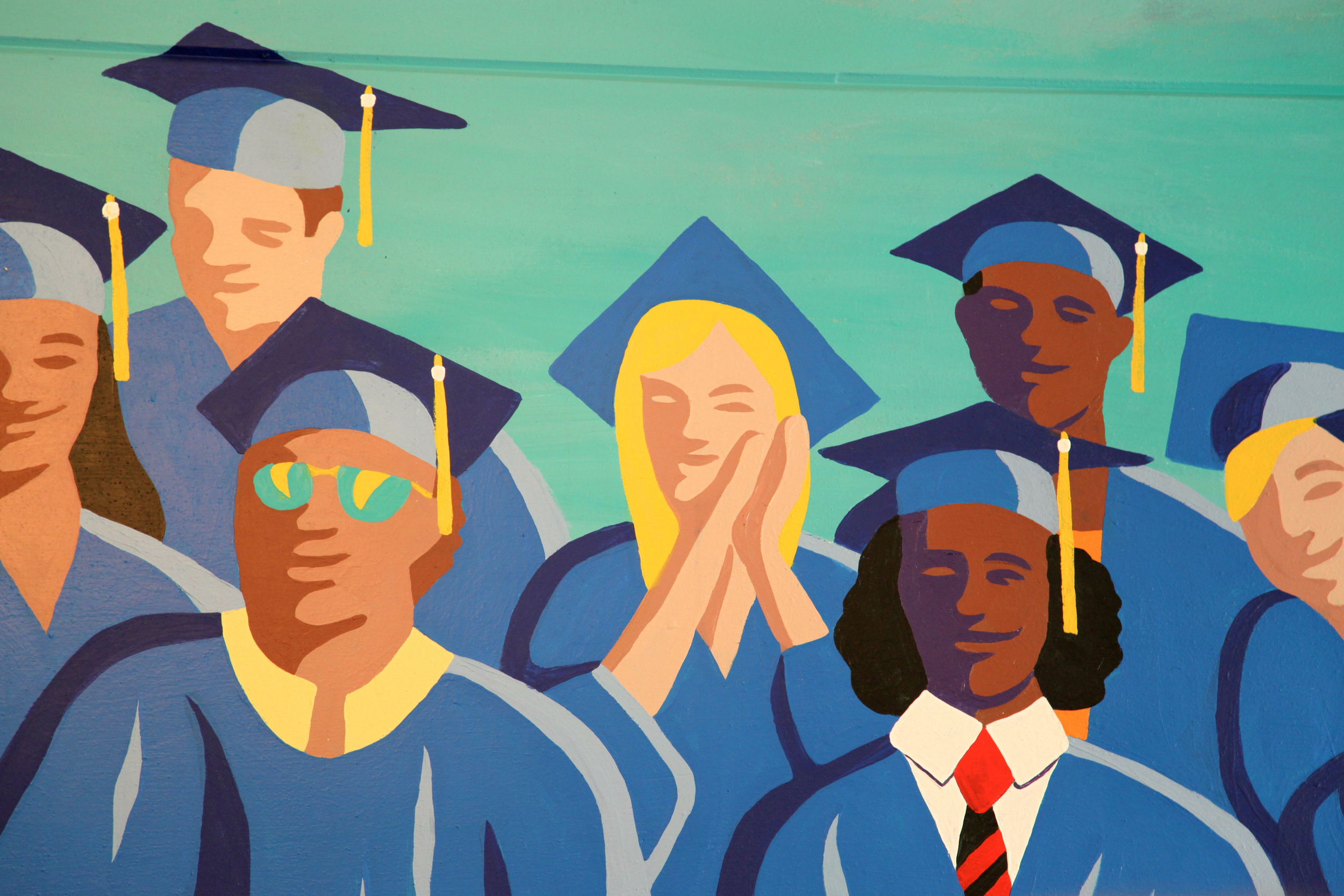 Mural at Omega School where adults can receive individualized instruction and earn their GEDs. 