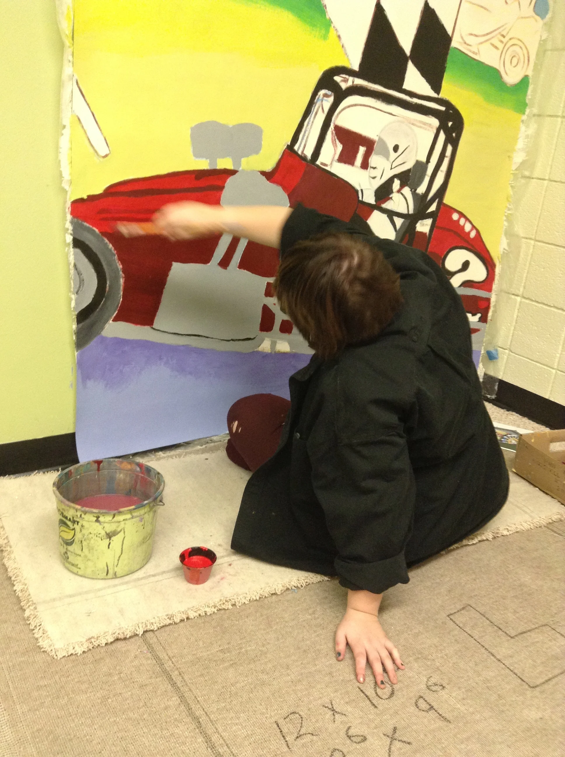 Mural painting at Prairie Phoenix Academy, Sun Prairie.