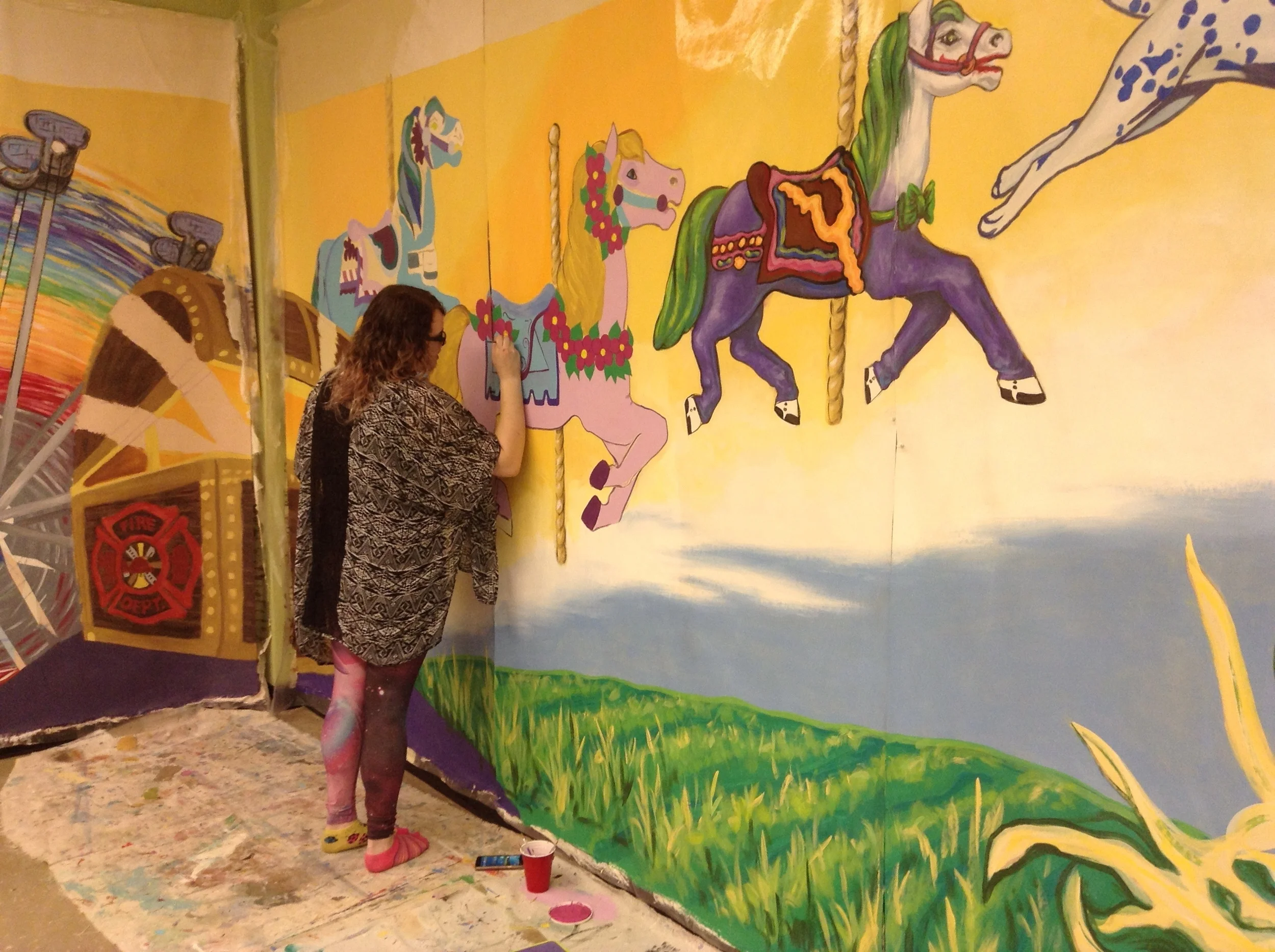 Mural painting at Prairie Phoenix Academy, Sun Prairie