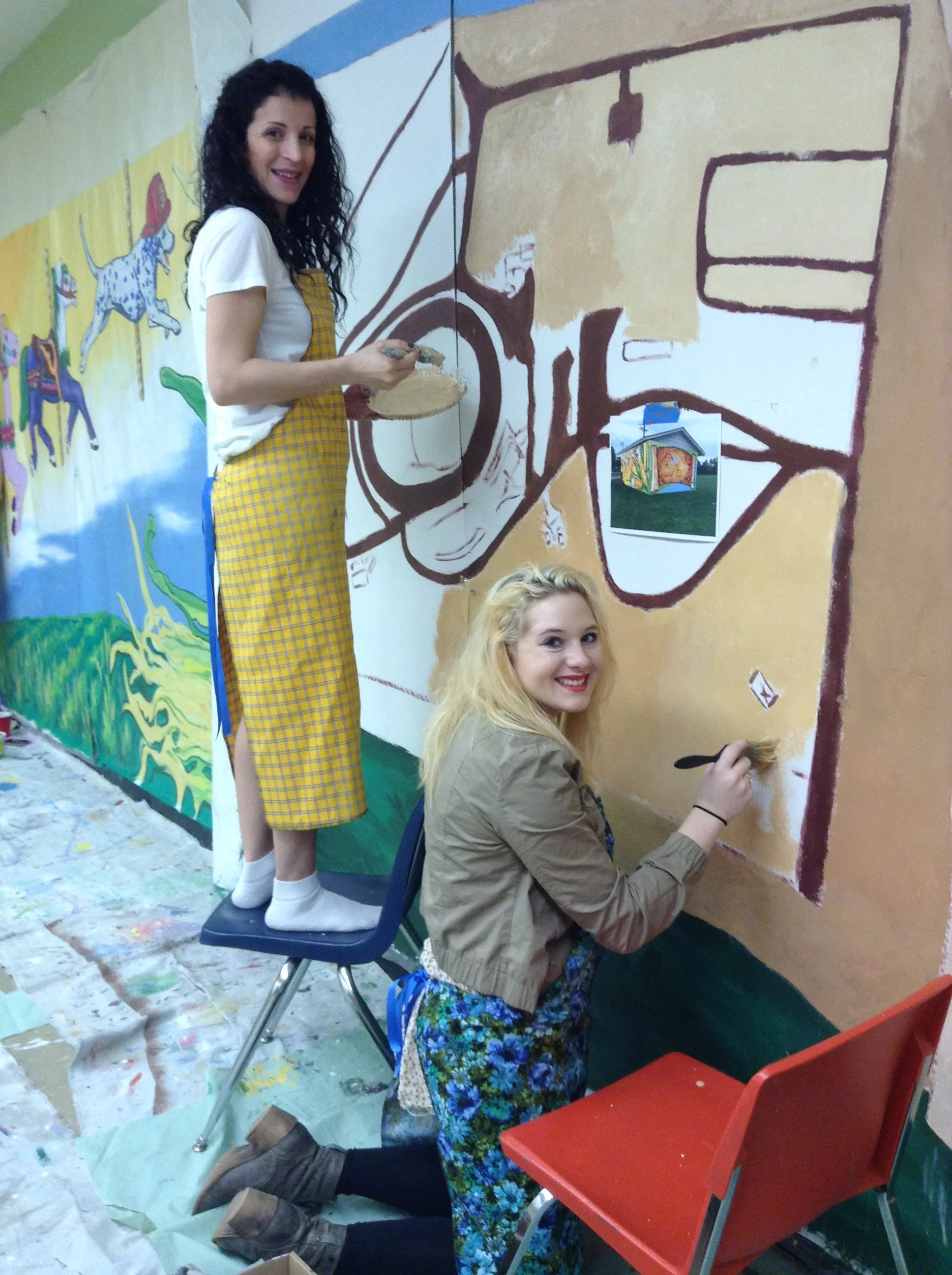 Mural painting at Prairie Phoenix Academy, Sun Prairie